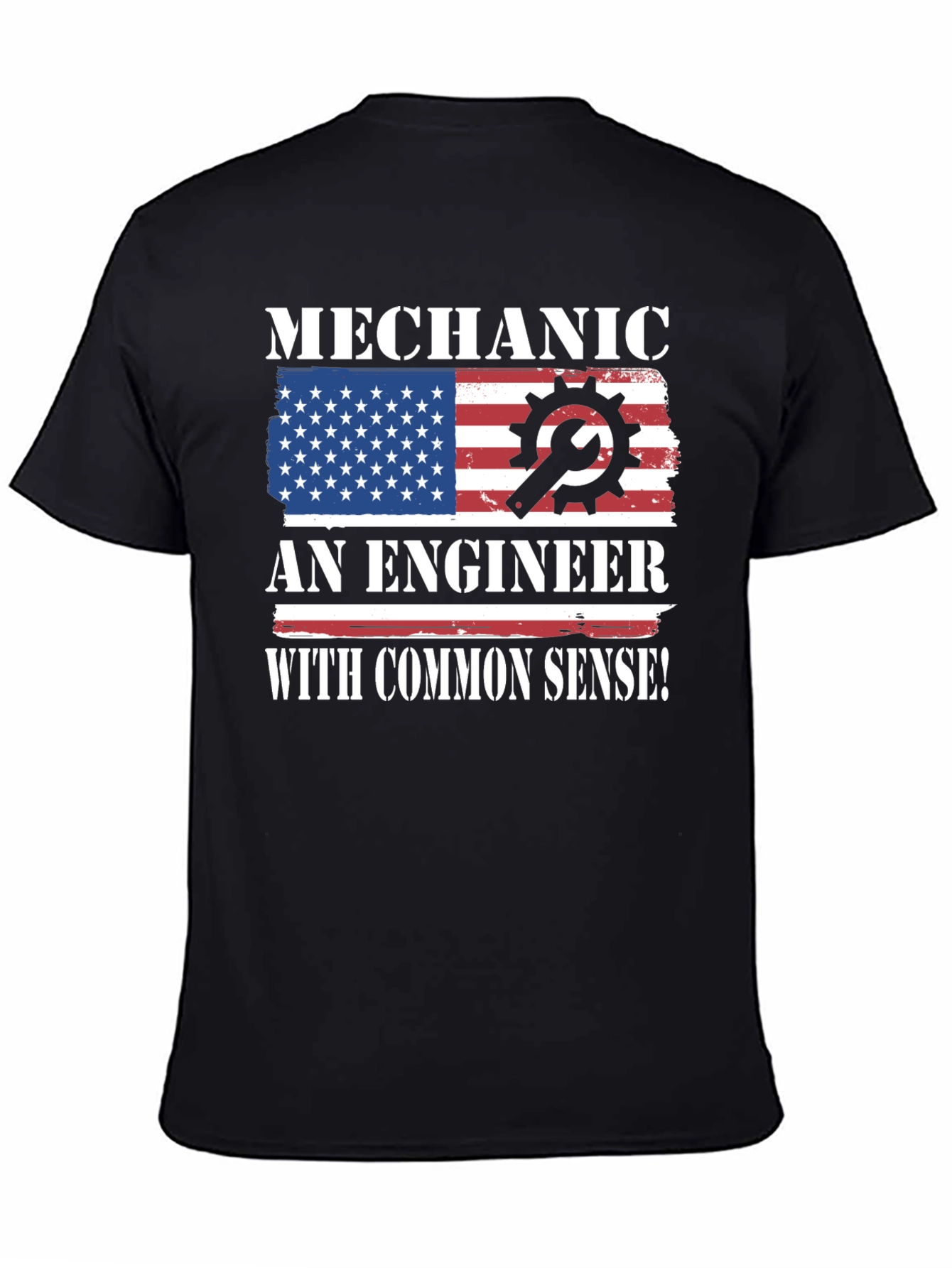 Black Mechanic Engineer Common Sense USA Flag Patriotic T-Shirt view 4