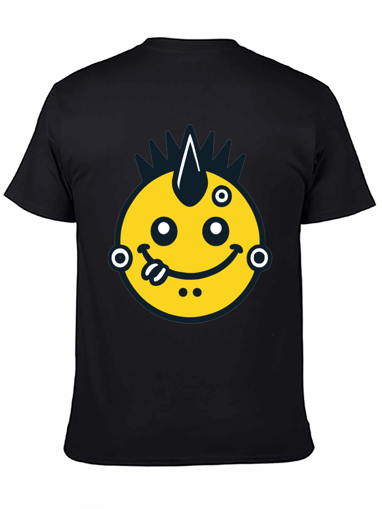 Black Funky Emoji Graphic Tee - Black Cotton T-Shirt view 4