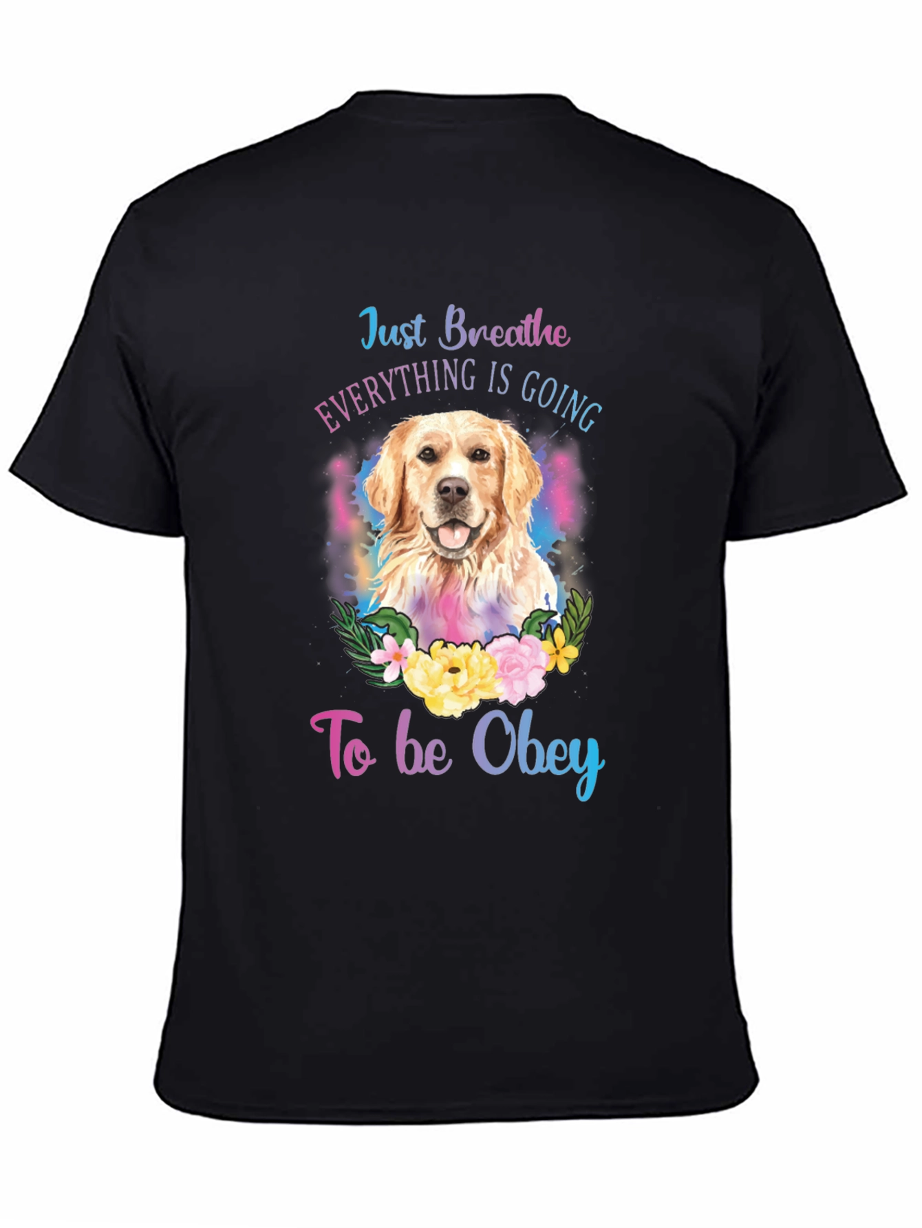 Black Dog Lover T-Shirt - Just Breathe Graphic Tee view 4