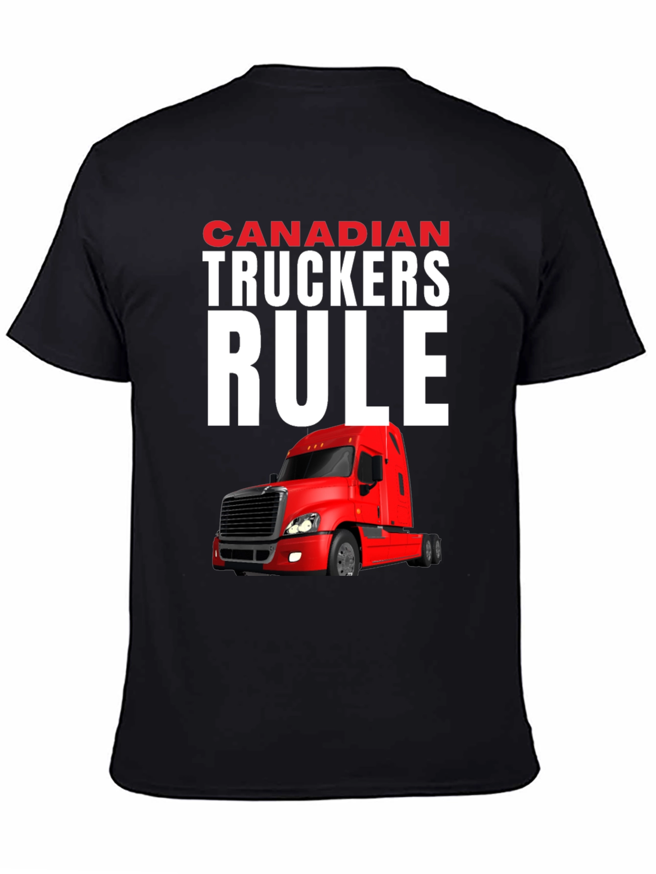 Black Canadian Truckers Rule Graphic T-Shirt view 4