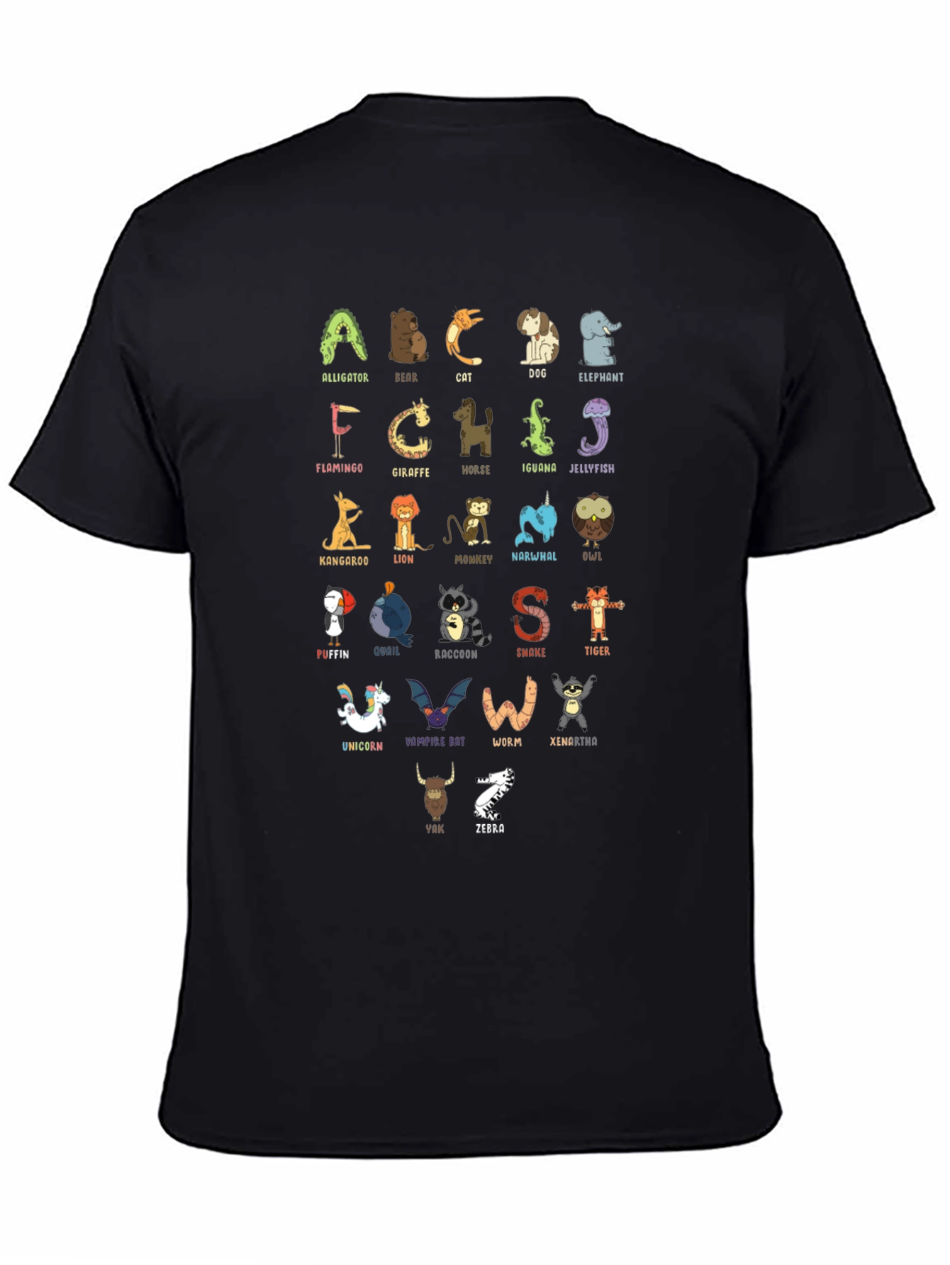 Black Animal Alphabet T-Shirt - Educational & Fun! view 4
