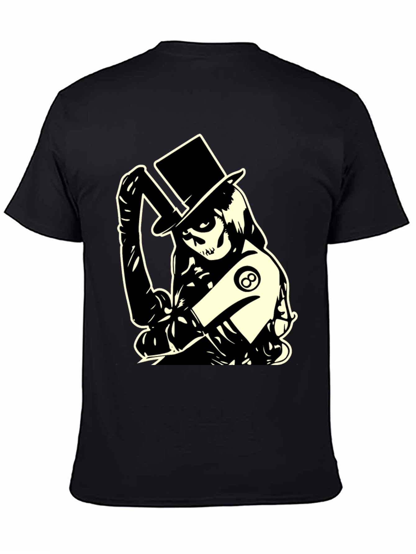 Black Skull Top Hat Graphic T-Shirt - Black view 4