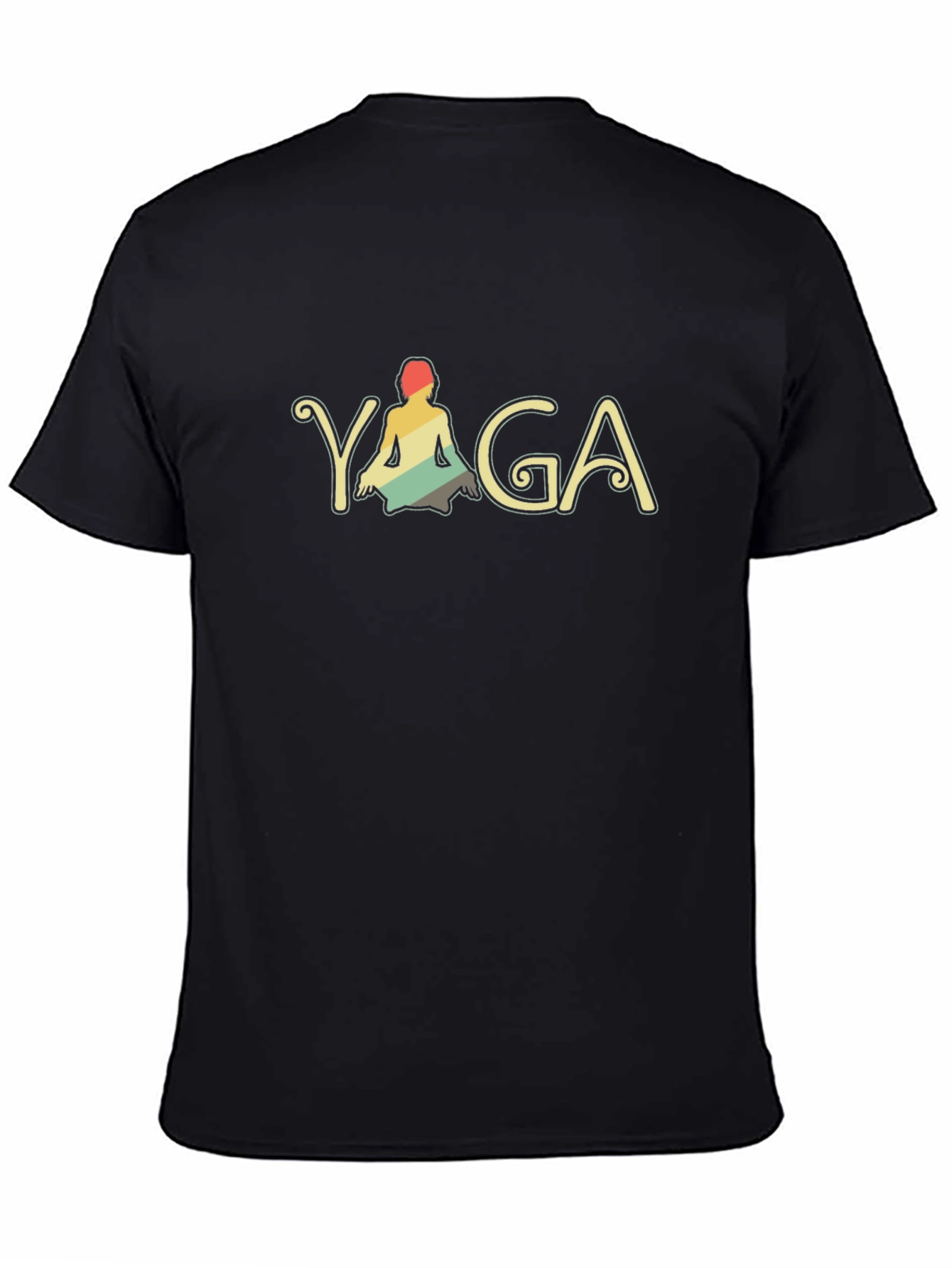 Black Yoga Pose Retro Graphic Tee - Black T-Shirt view 4