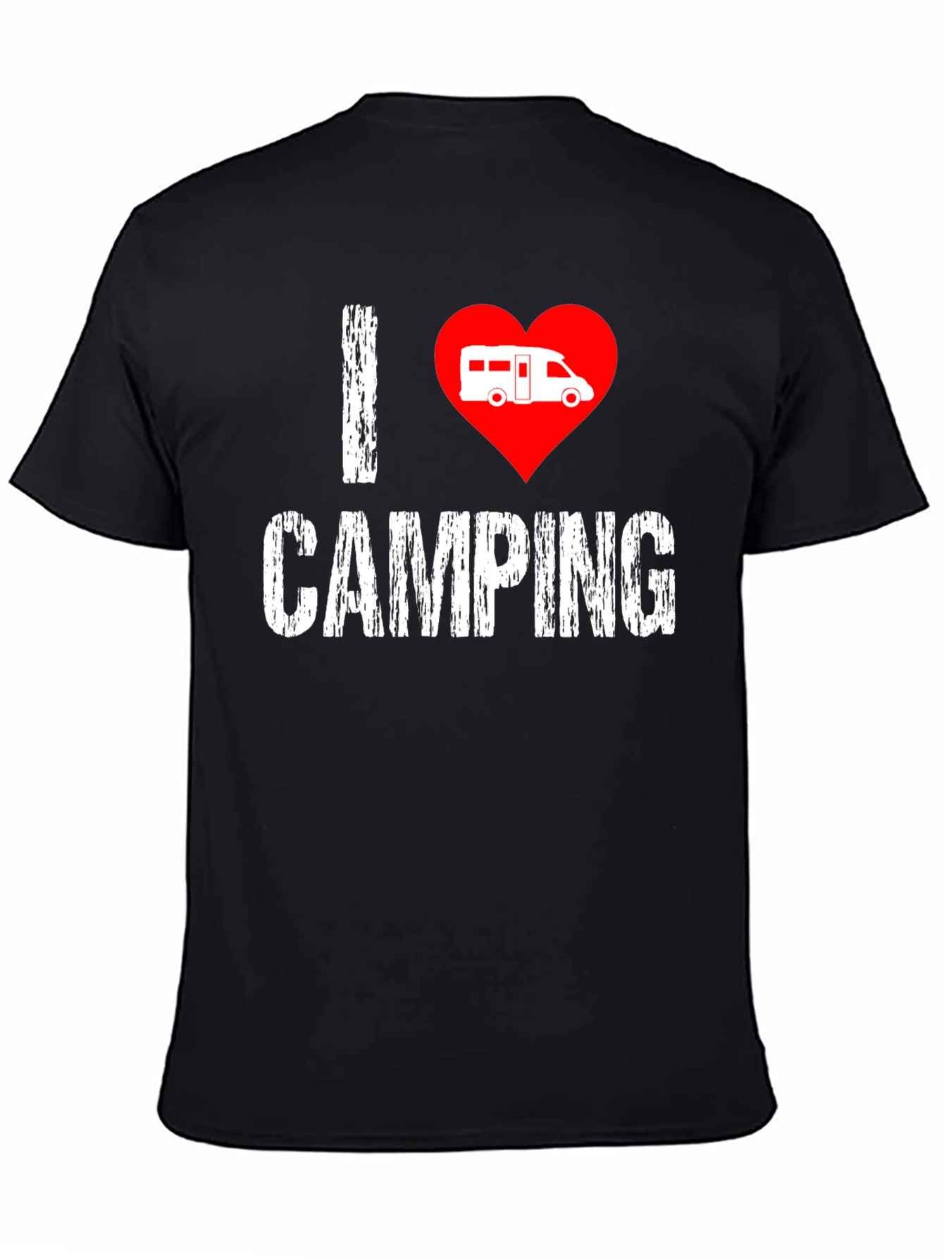 Black I Love Camping T-Shirt - Camper Van Heart view 4