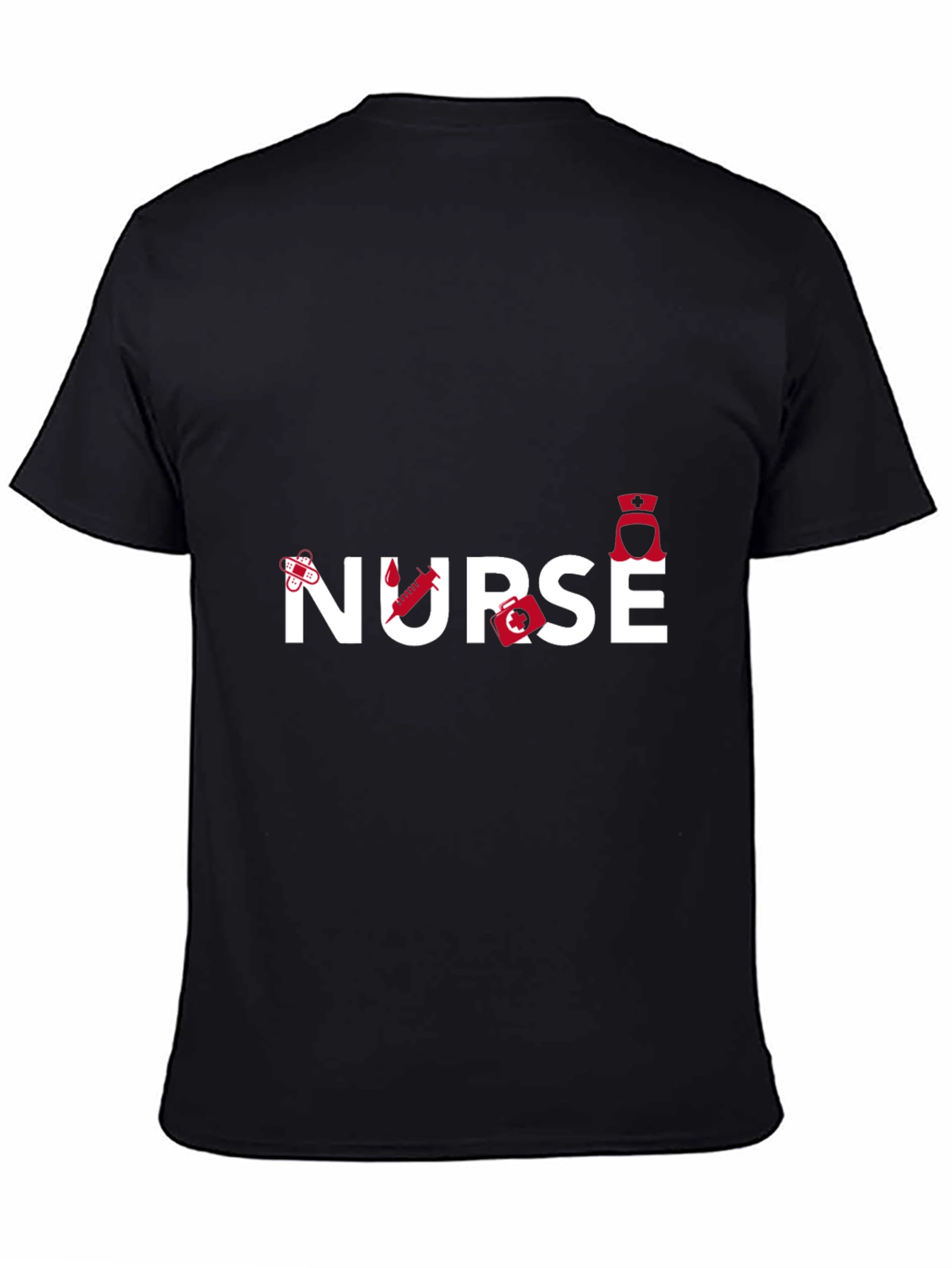 Black Nurse Graphic T-Shirt - Black, Medical Theme view 4