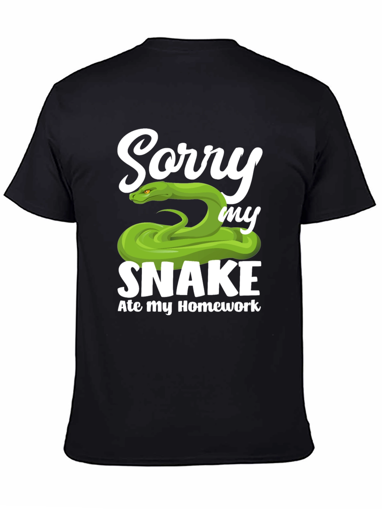Black Sorry My Snake Ate My Homework T-Shirt view 4