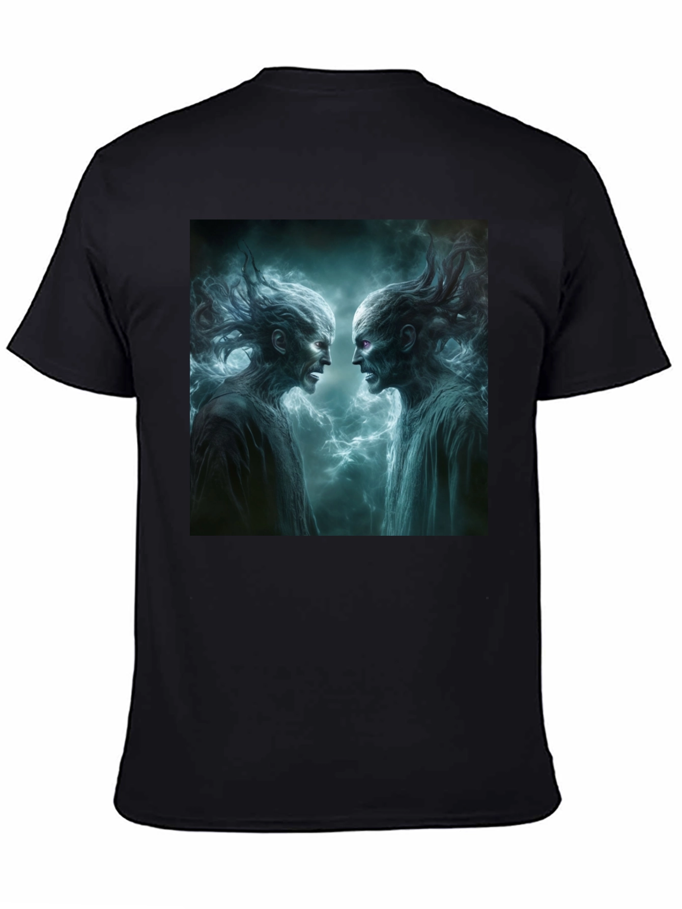 Black Black T-Shirt with Ghostly Spirits Graphic view 4