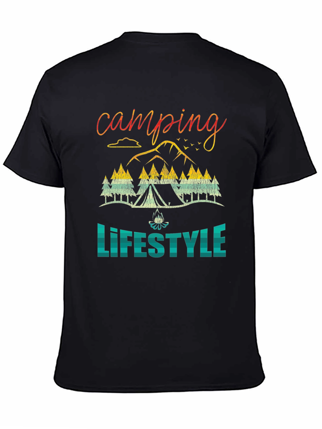 Black Camping Lifestyle Graphic Tee - Nature Adventure Shirt view 4