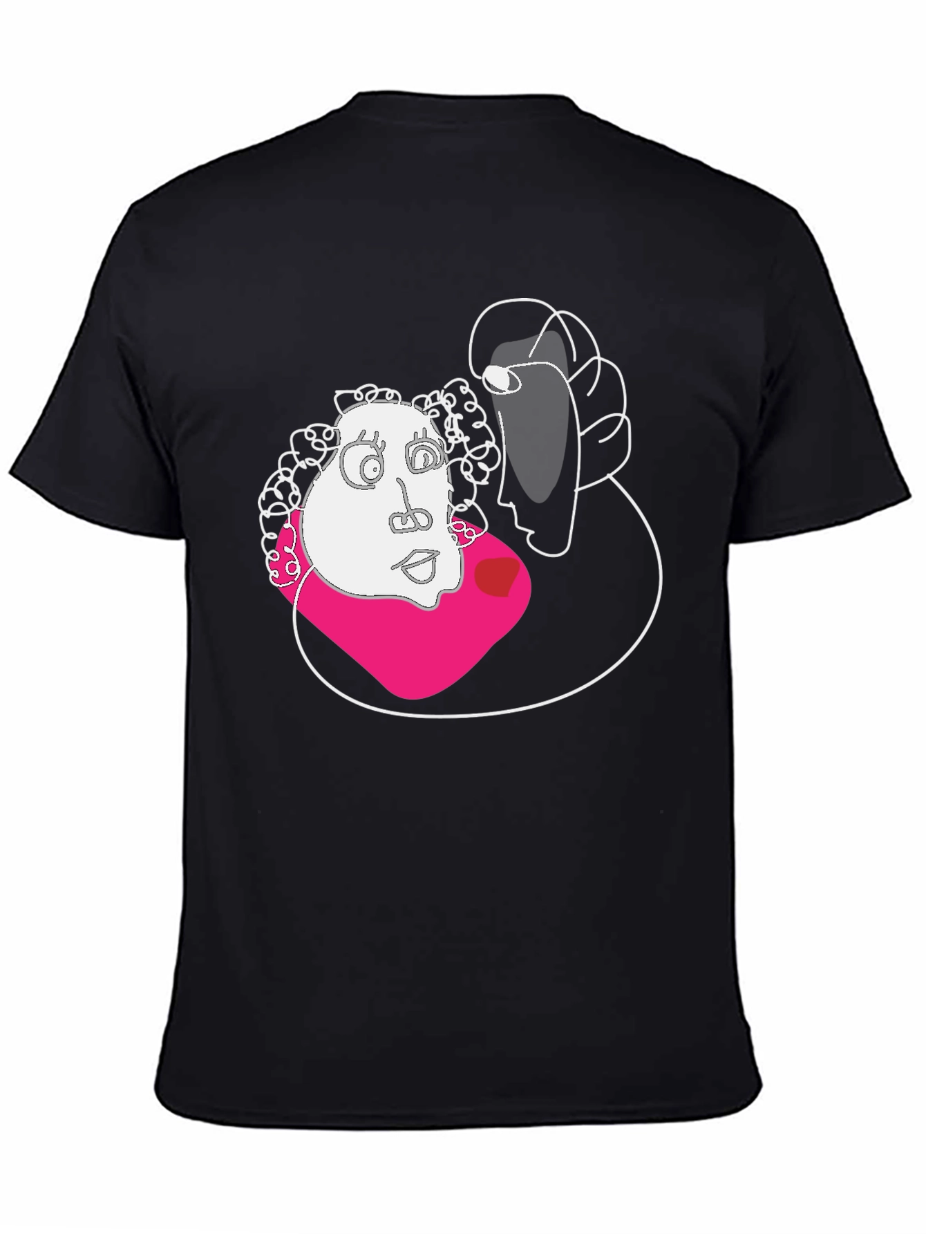 Black Abstract Face Graphic Black T-Shirt view 4