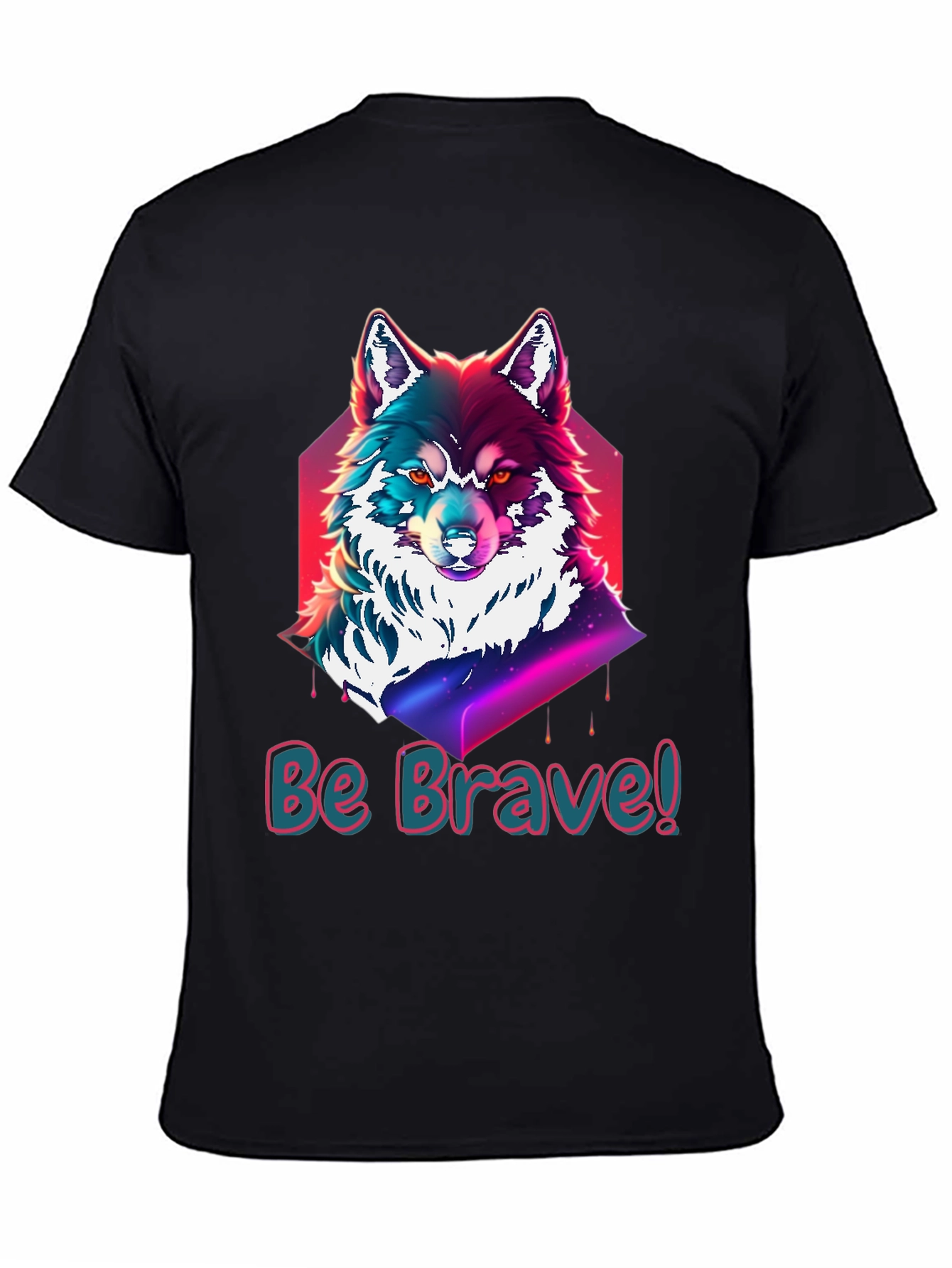 Black Be Brave Wolf Graphic Tee - Soft Cotton Comfort view 4