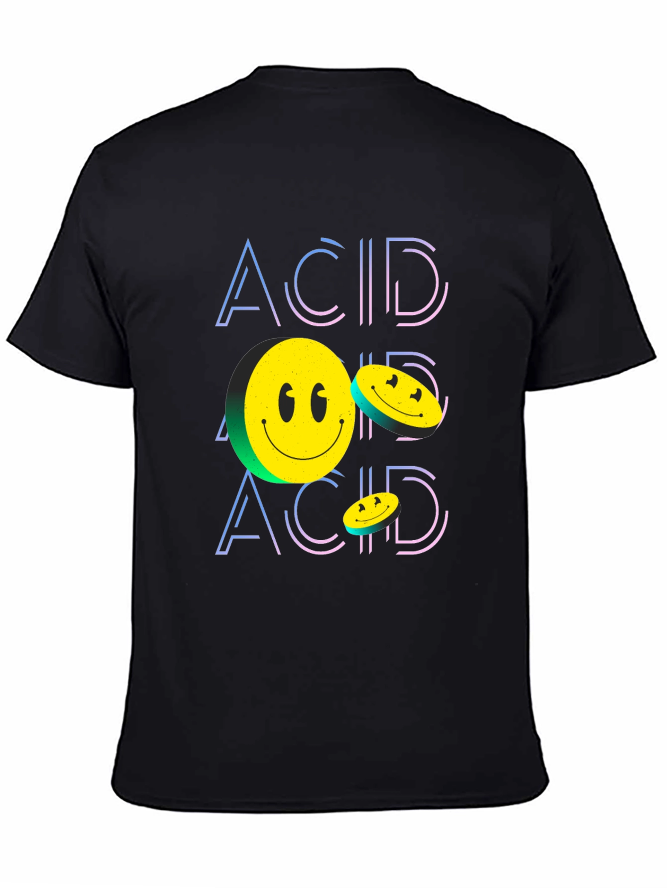 Black Acid Smiley Face Black Graphic Tee view 4