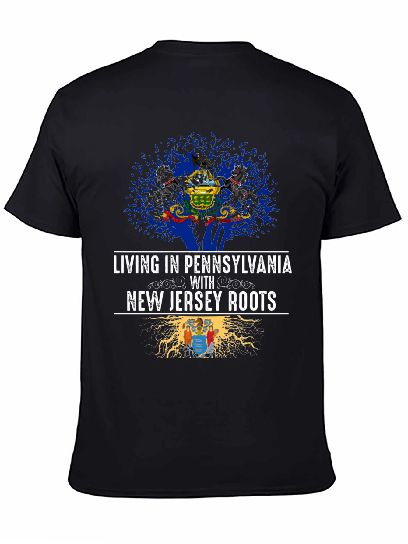 Black Pennsylvania & New Jersey Roots Graphic T-Shirt view 4