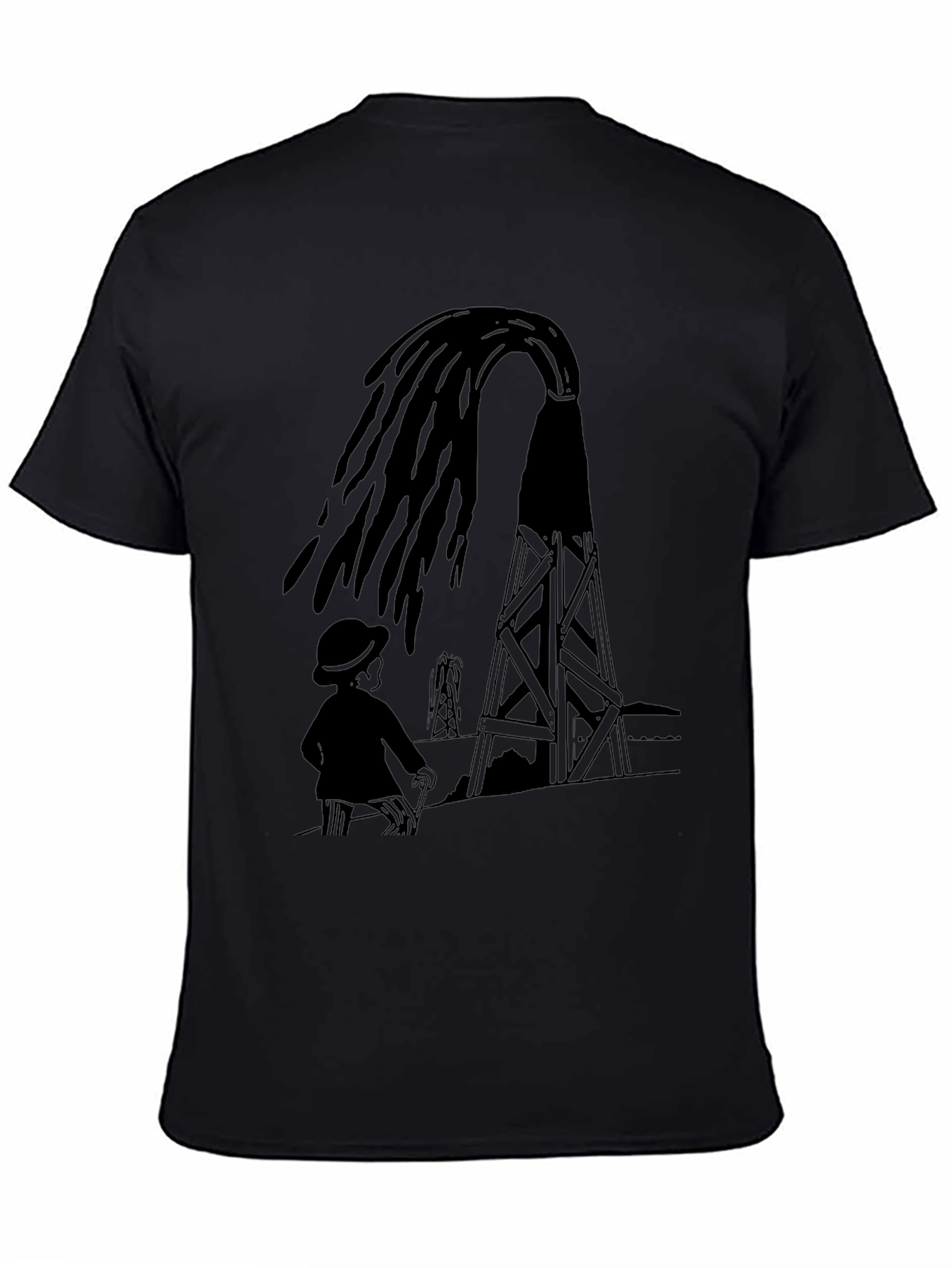 Black Oil Derrick Graphic Tee - Black view 4