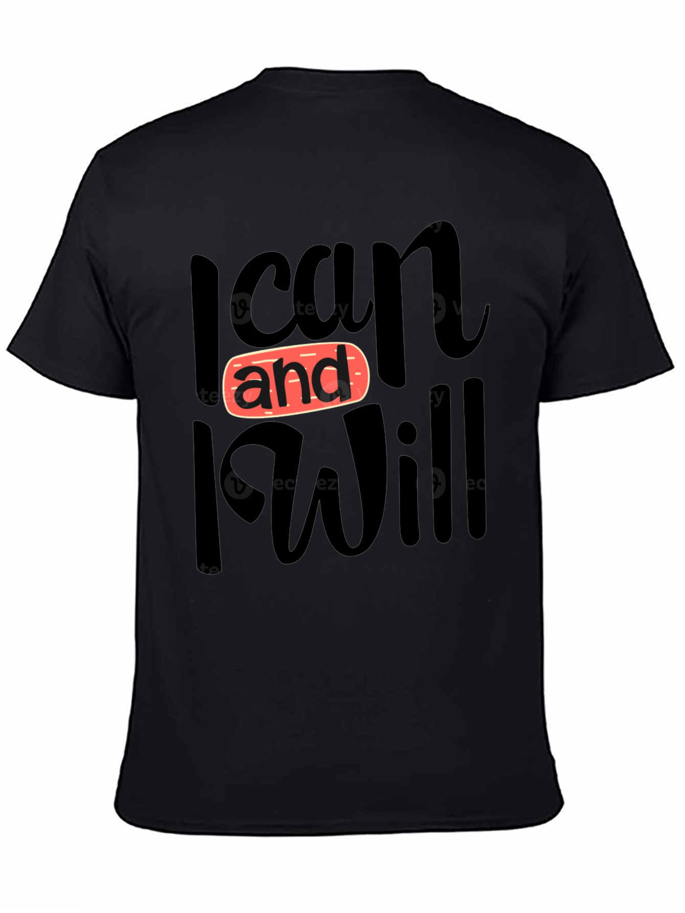 Black I Can and I Will T-Shirt - Black, Graphic Tee view 4