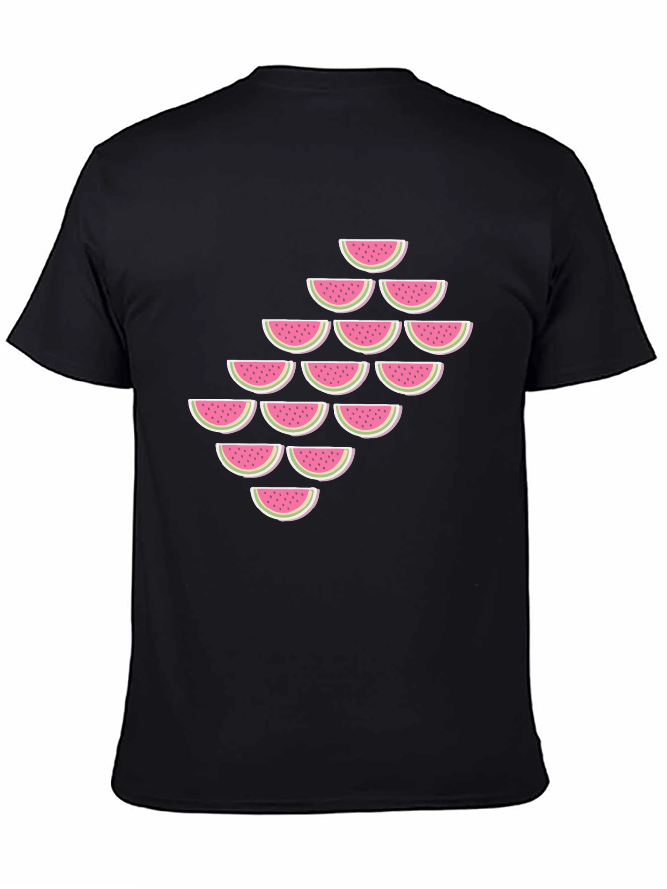 Black Watermelon Slice Pattern T-Shirt view 4