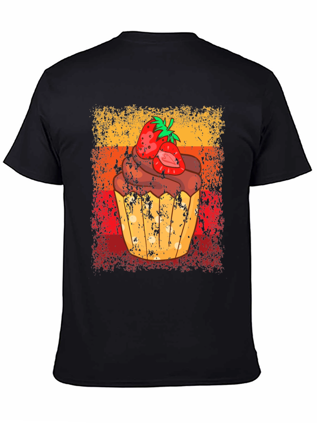 Black Strawberry Cupcake Graphic Tee - Sweet Treat Shirt view 4