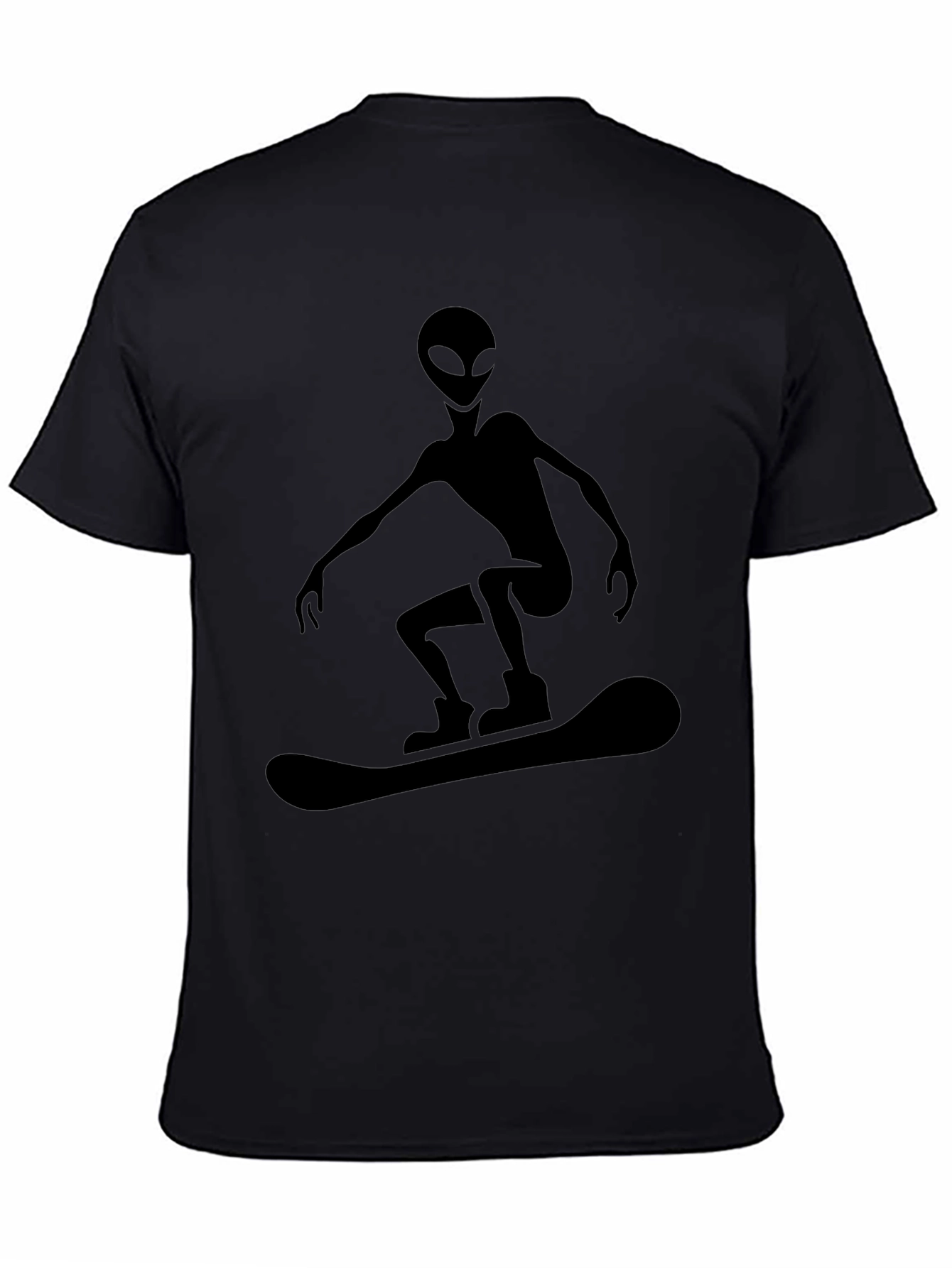 Black Alien Snowboarding Graphic Tee - Black Cotton Comfort view 4