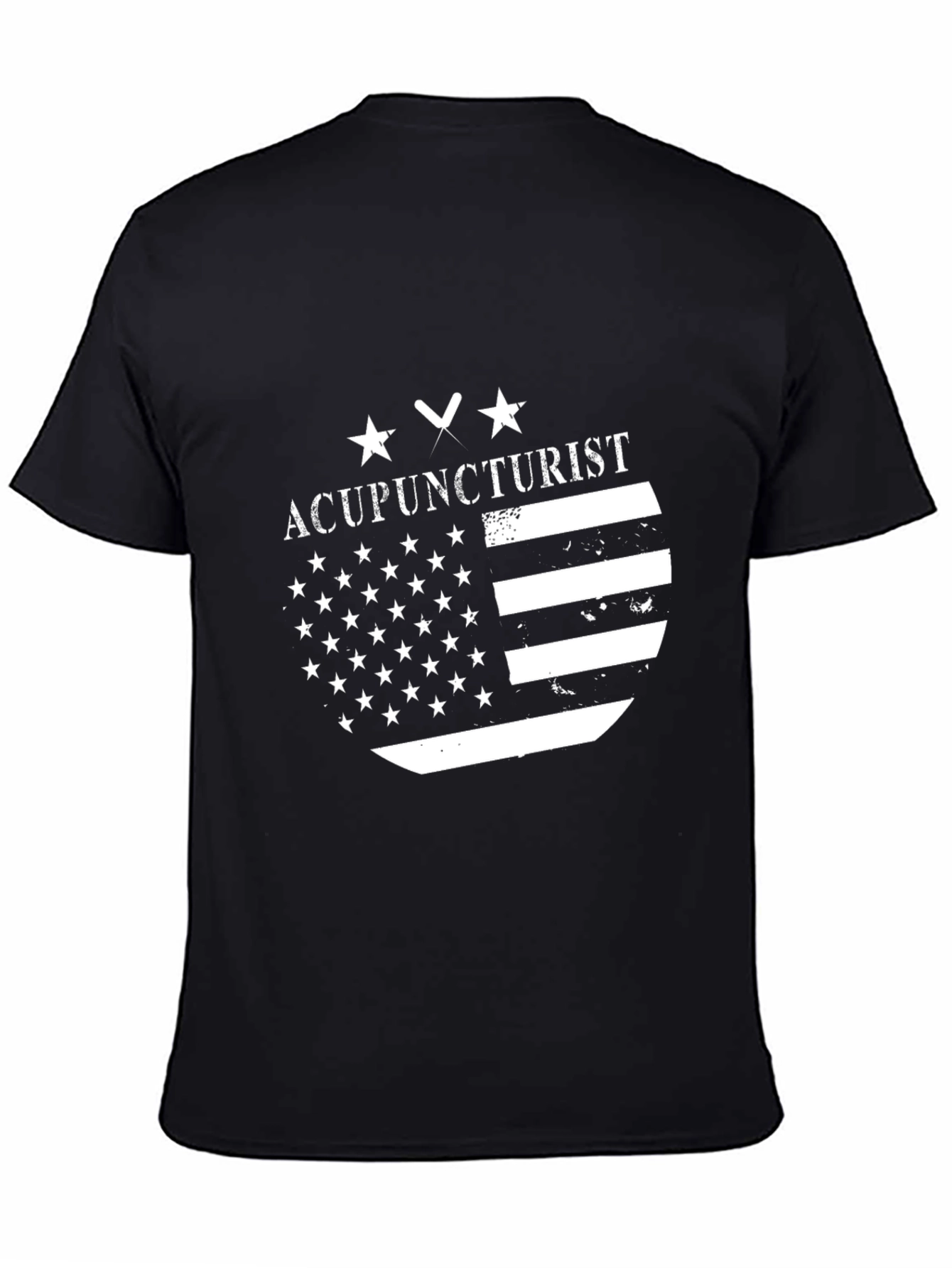 Black Acupuncturist American Flag Black T-Shirt view 4