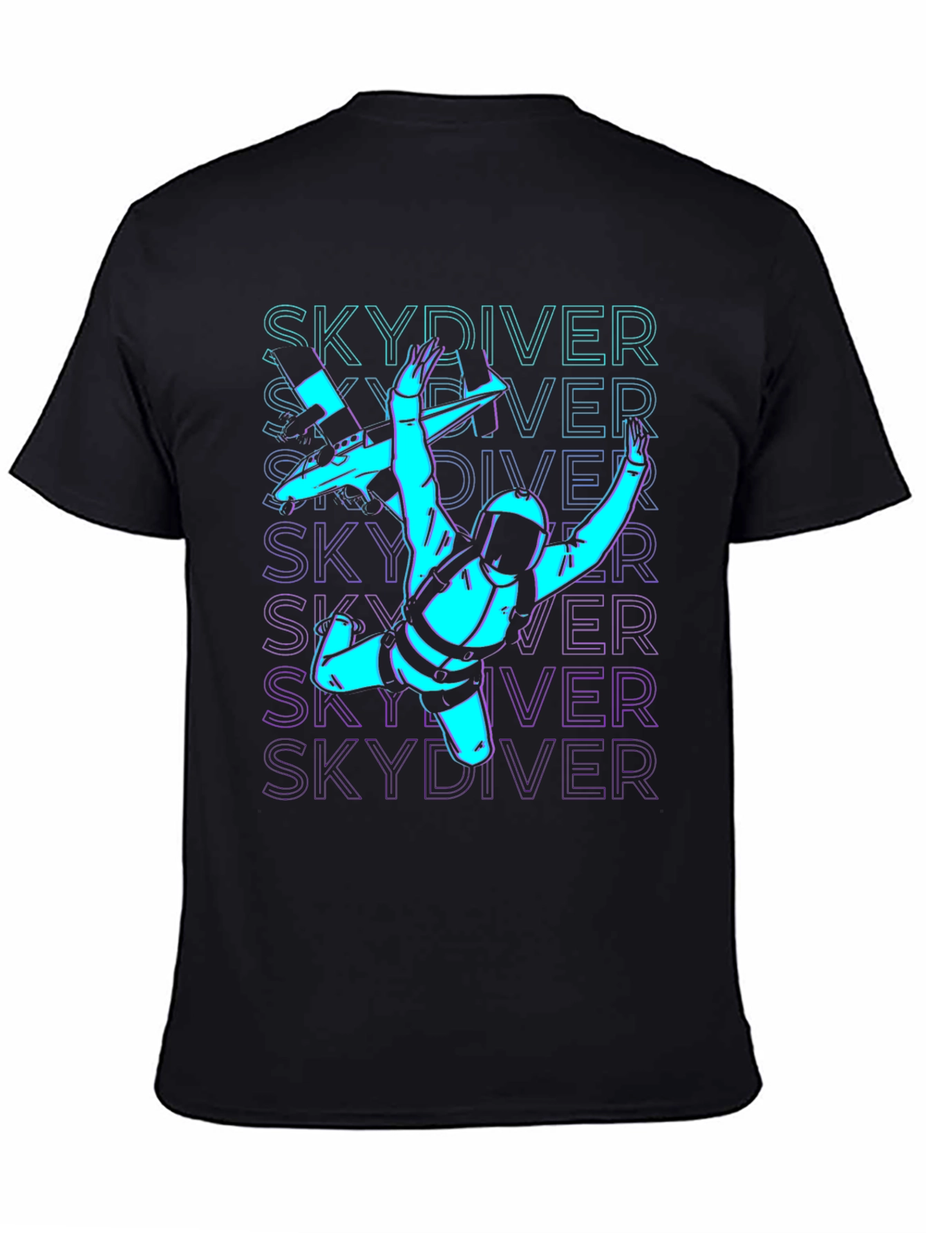 Black Skydiver Graphic Tee - Black Cotton T-Shirt view 4