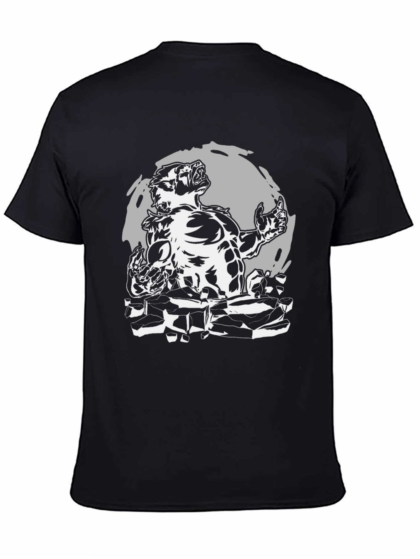 Black Werewolf Graphic T-Shirt - Black Cotton Tee view 4