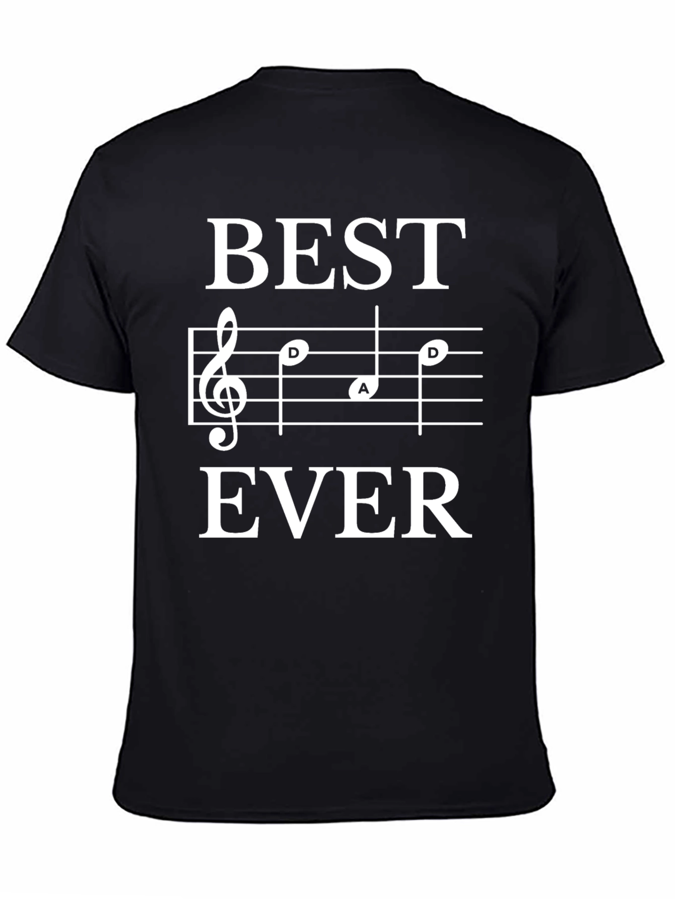 Black Best Dad Ever Music Note T-Shirt, Black view 4