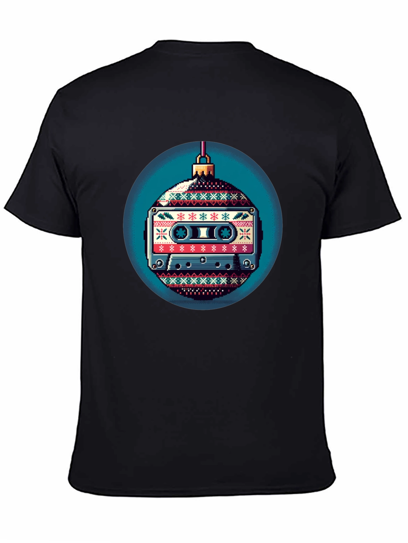Black Retro Cassette Ornament Graphic T-Shirt view 4