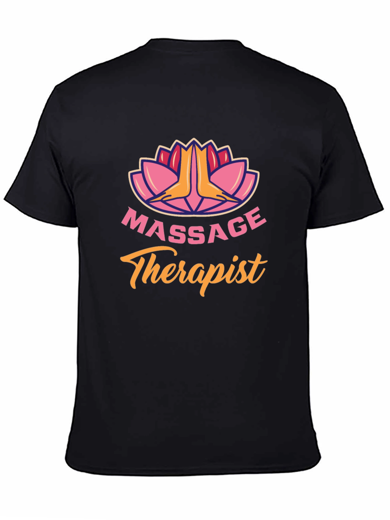 Black Massage Therapist Black T-Shirt Relaxing Spa Gift Idea view 4