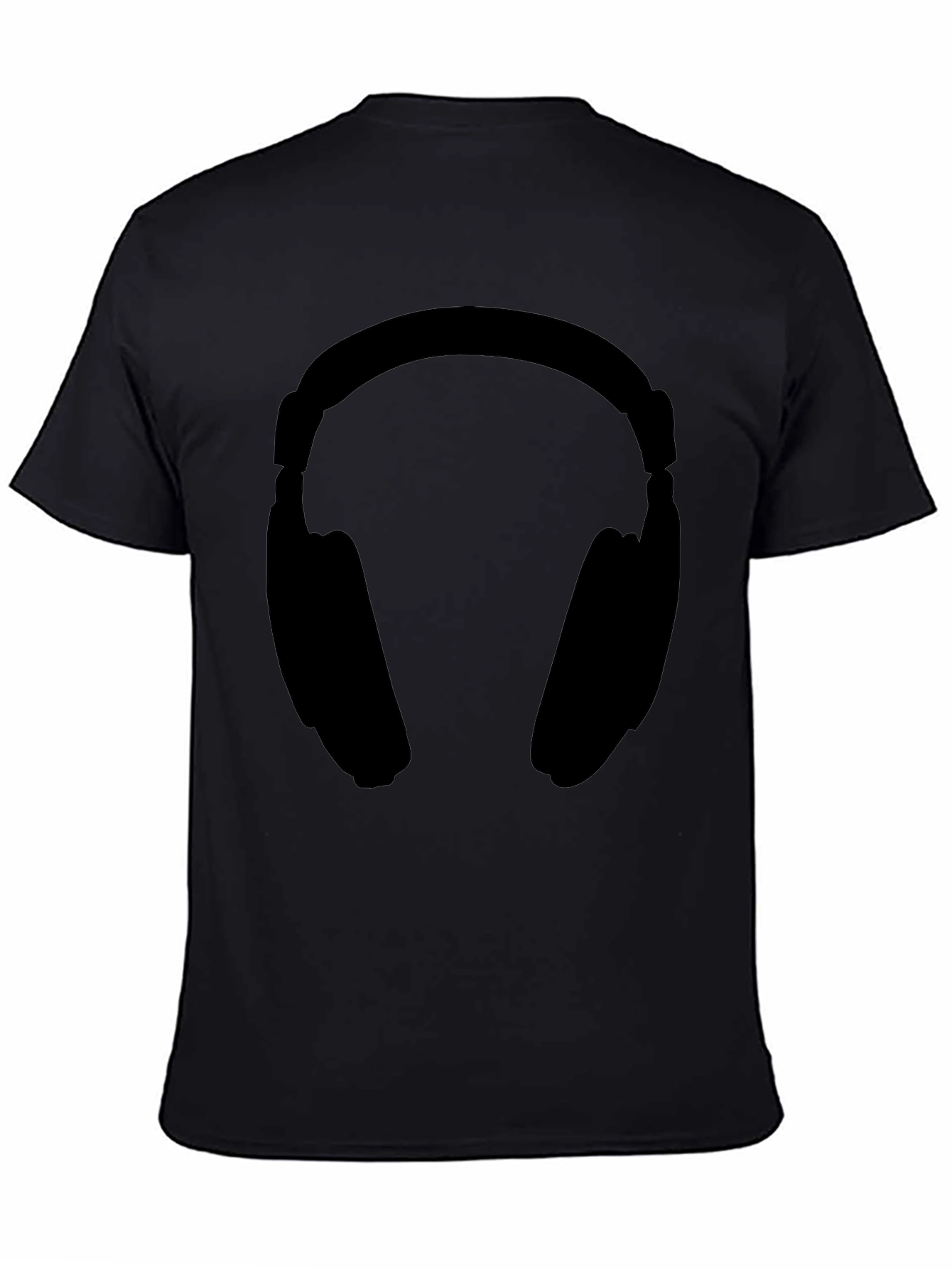 Black Headphone Graphic Tee - Black Unisex T-Shirt view 4