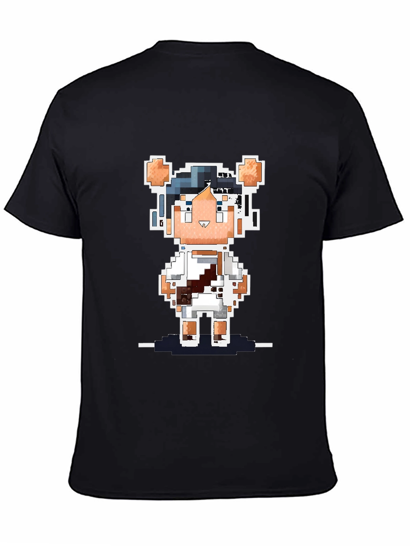 Black Pixel Art Bear Black T-Shirt view 4
