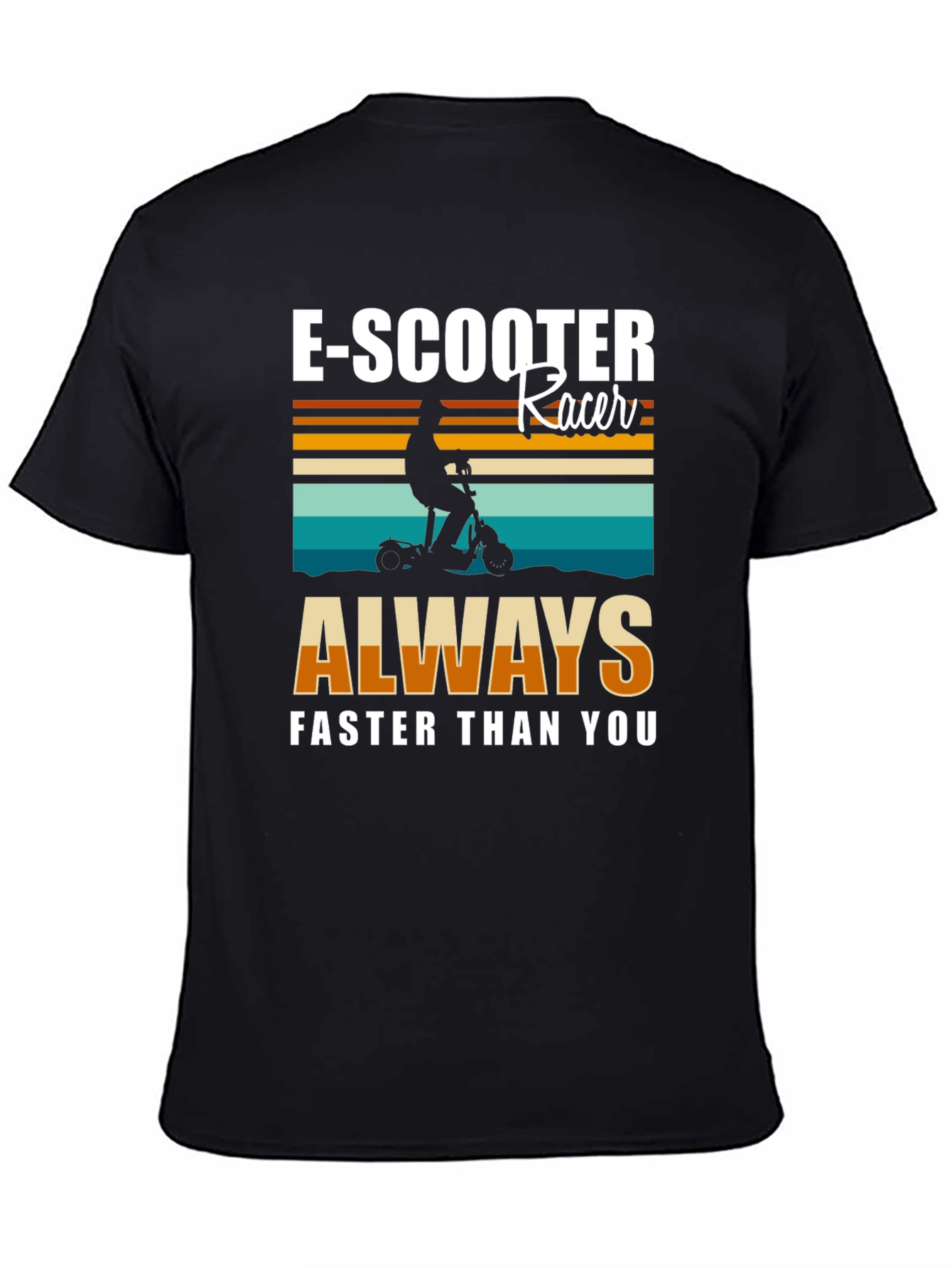 Black E-Scooter Racer Graphic T-Shirt - Always Faster Than You! view 4