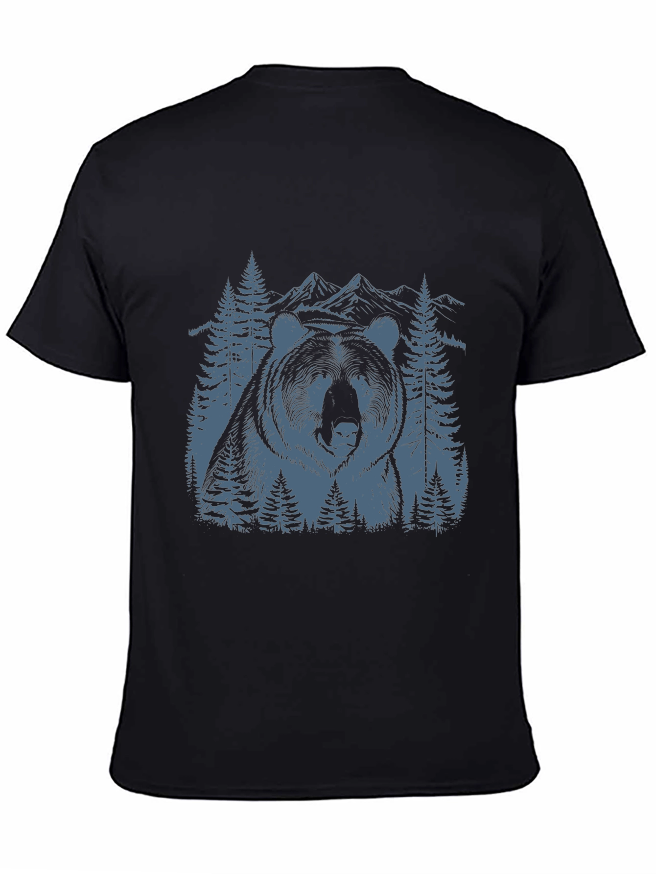 Black Bear Mountain Graphic Tee - Nature Inspired Black T-Shirt view 4