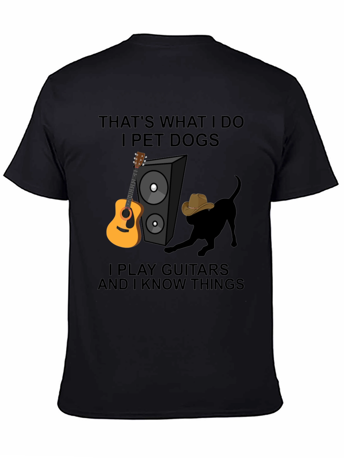 Black Dog Petting Guitar Player T-Shirt view 4