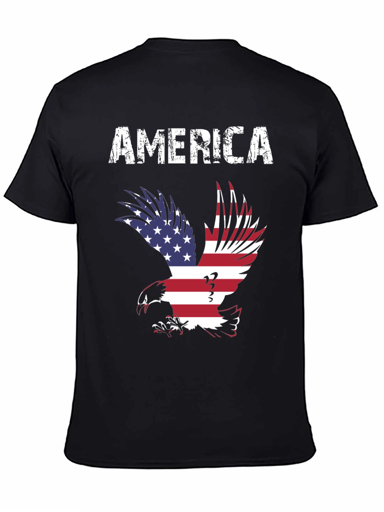 Black America Eagle Graphic Tee - Patriotic USA Flag T-Shirt view 4