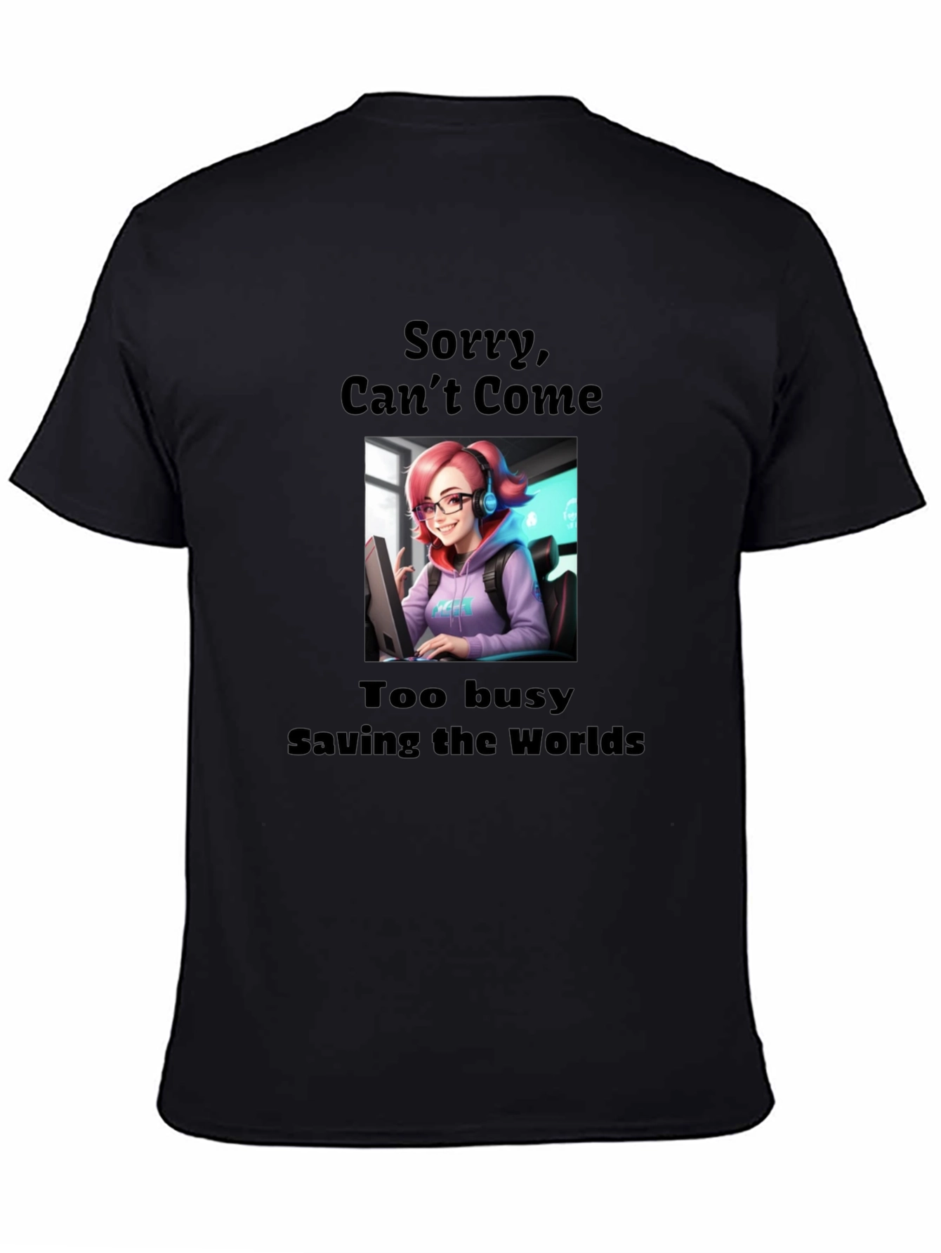 Black Gamer Girl Tee - Saving Worlds view 4