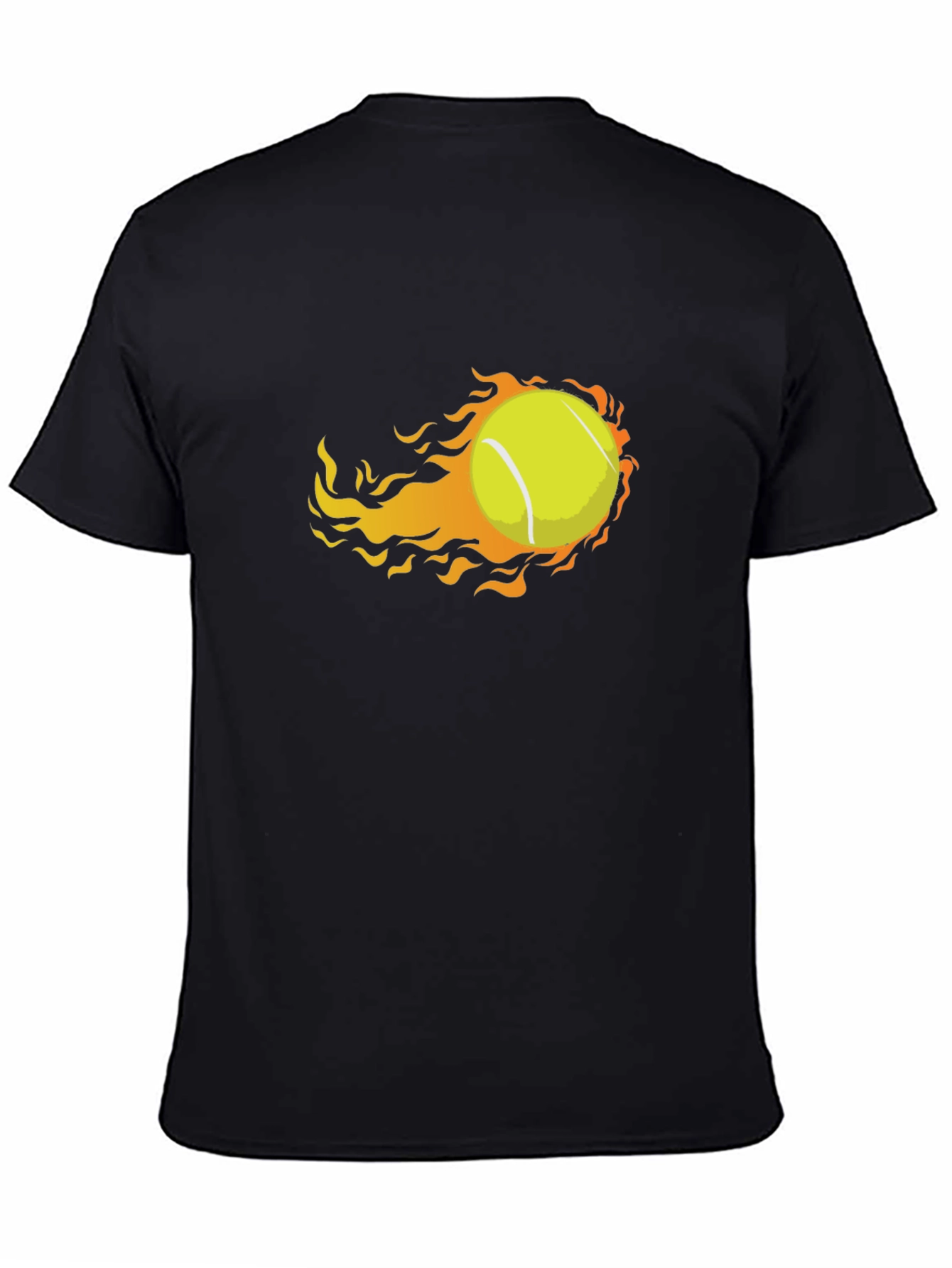 Black Flaming Tennis Ball Graphic Tee - Unique Design view 4