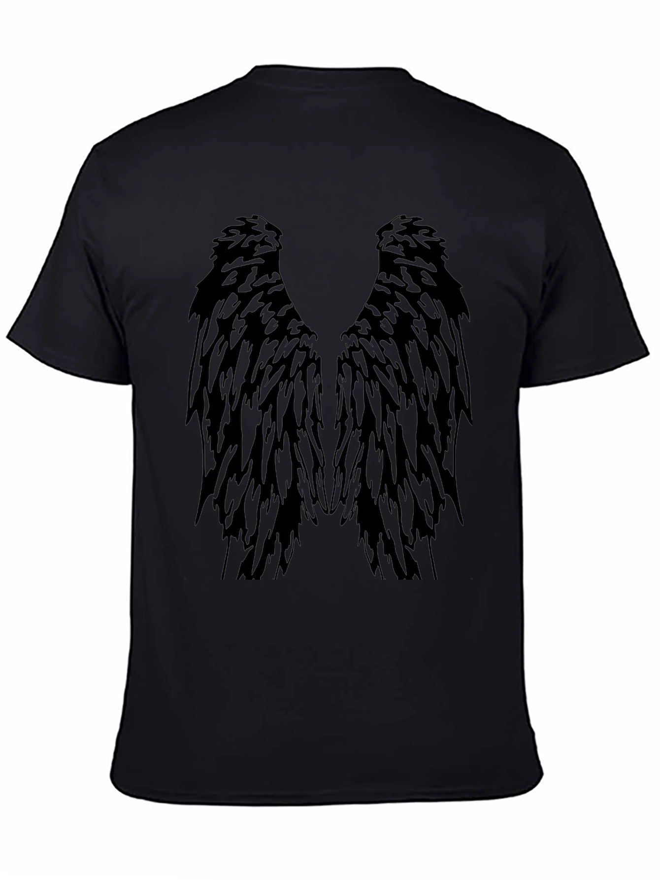 Black Men's Black Feather Wings Graphic Tee view 4