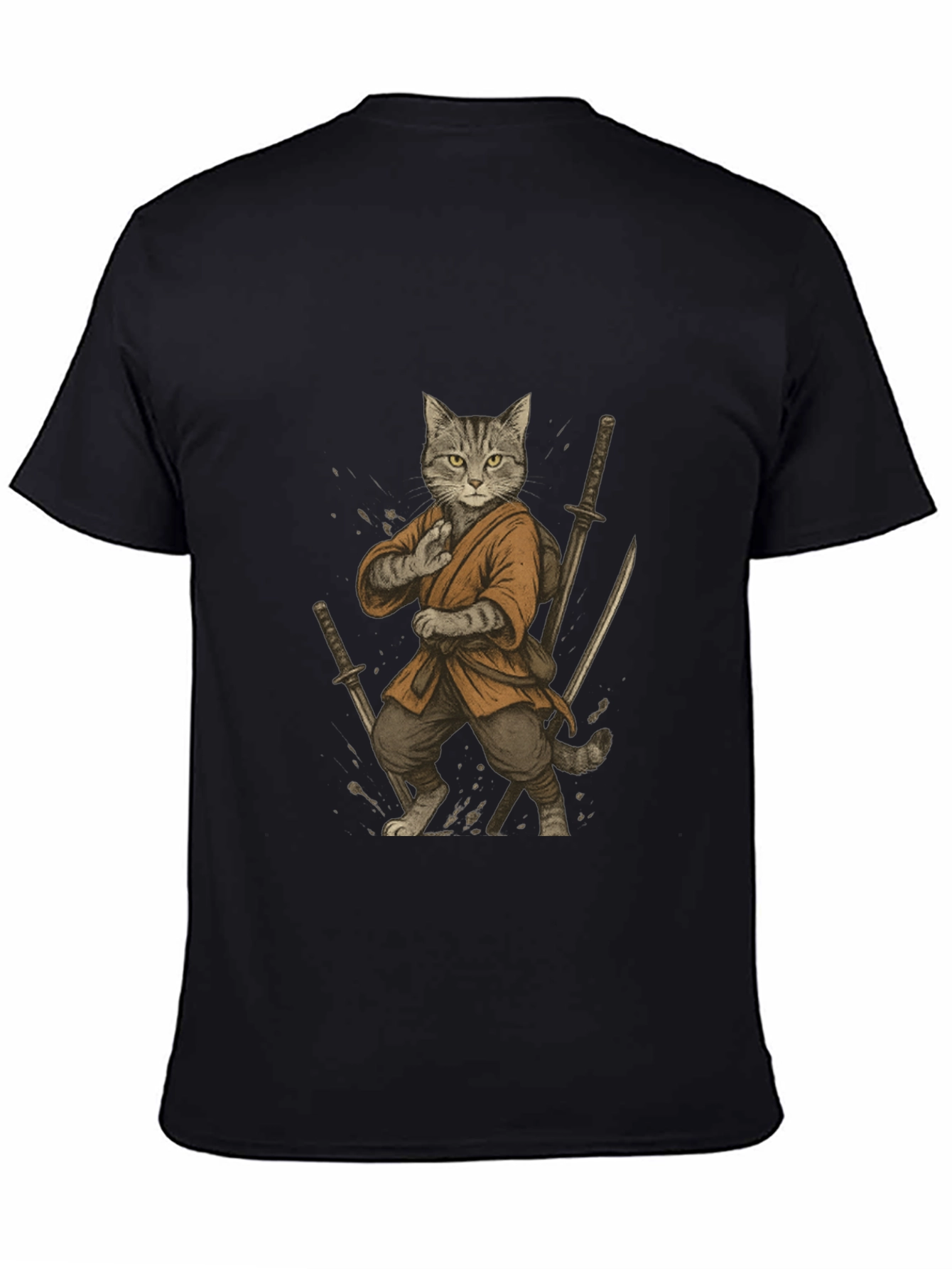 Black Ninja Cat Graphic T-Shirt view 4