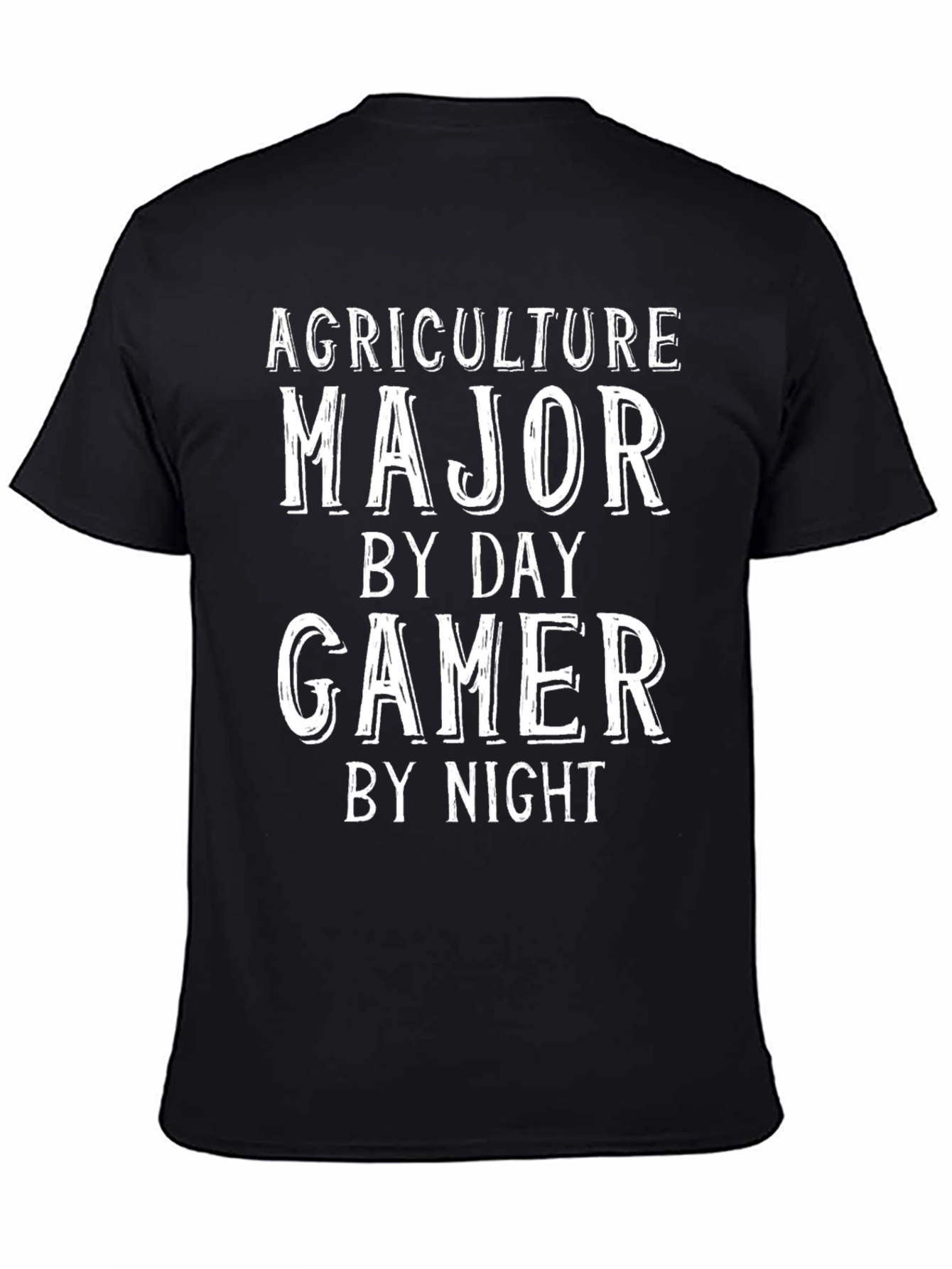 Black Agriculture Major Gamer Funny Black T-Shirt view 4