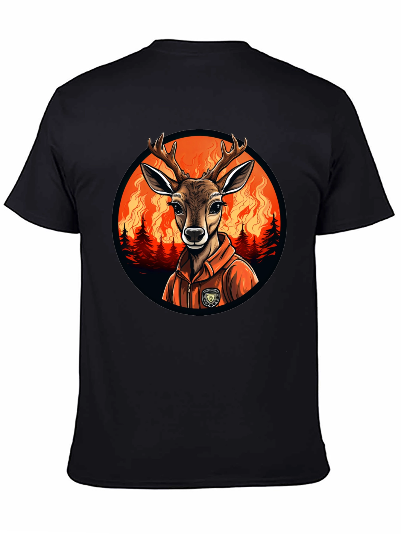 Black Deer Wildfire T-Shirt - Unique Graphic Tee view 4