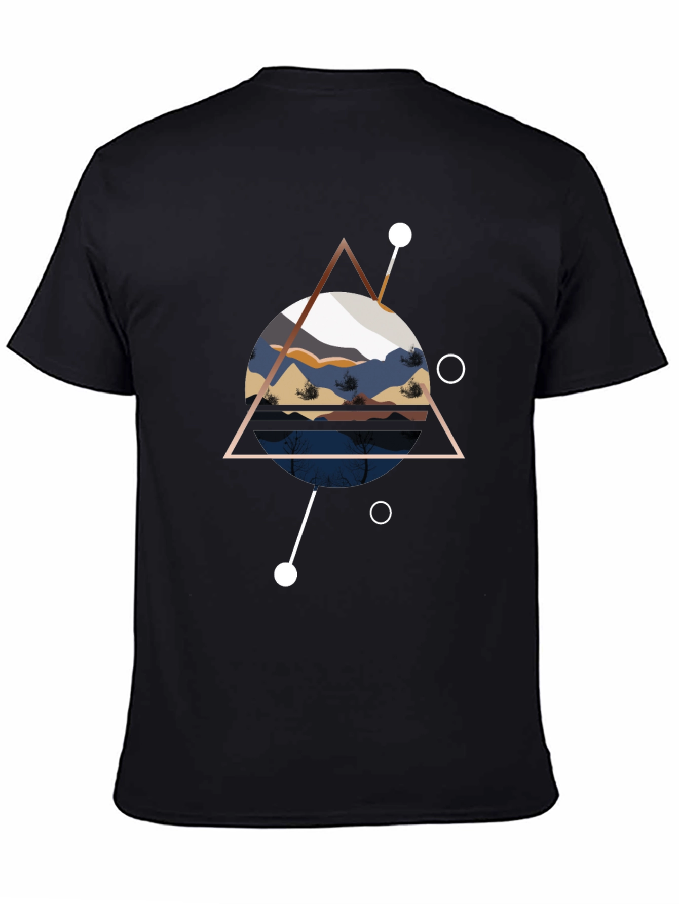 Black Geometric Mountainscape Black T-Shirt view 4
