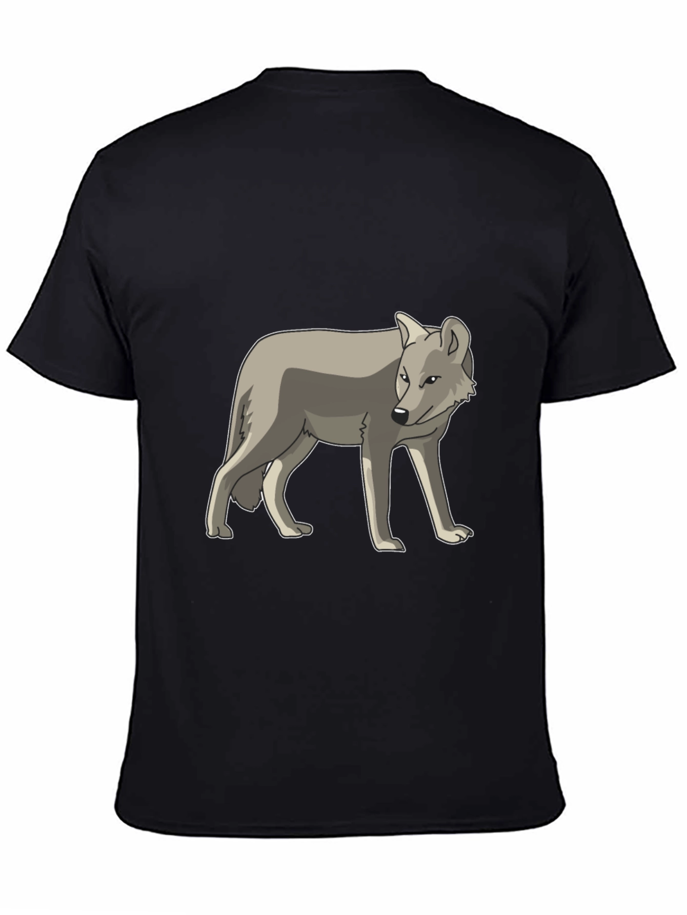 Black Cool Gray Wolf Graphic Black T-Shirt view 4