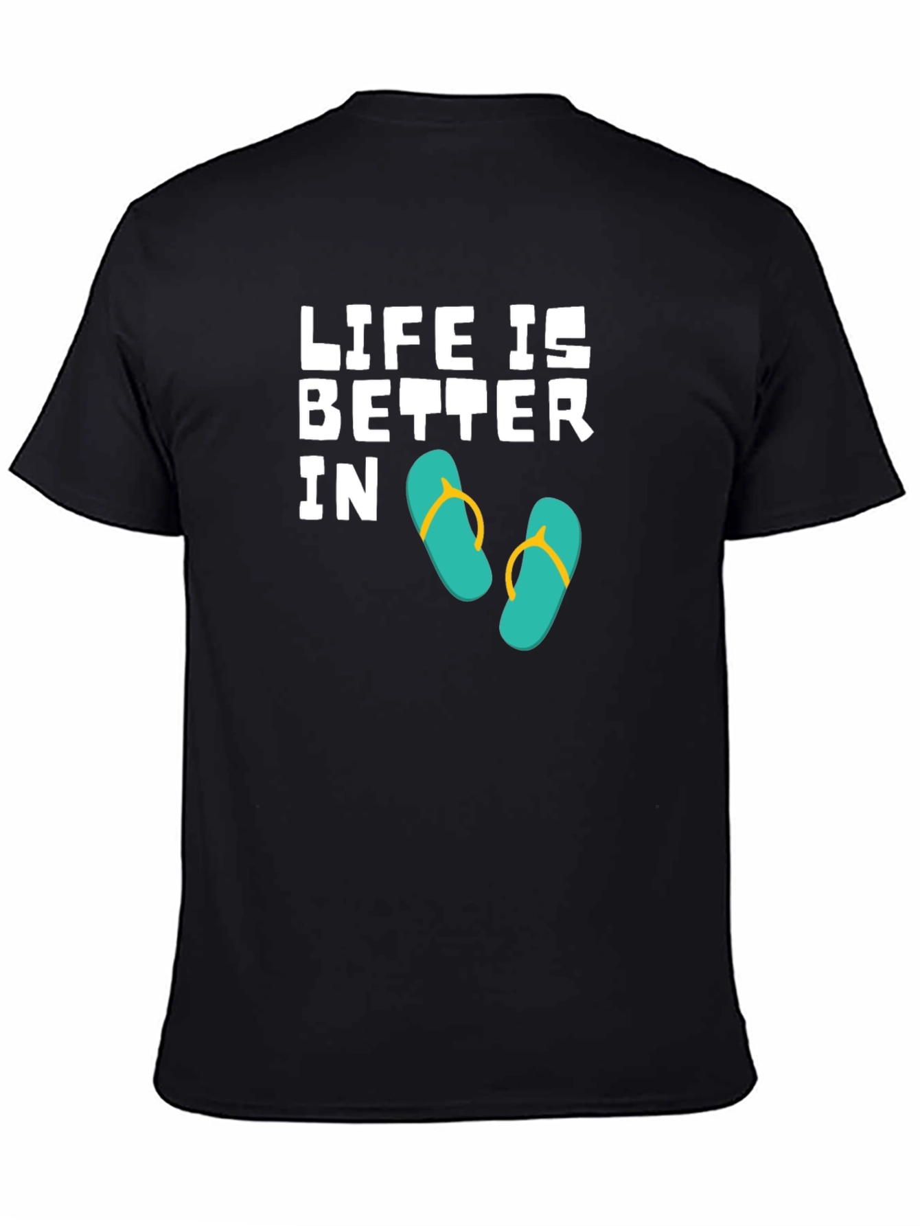 Black Life is Better In Flip Flops Black T-Shirt view 4
