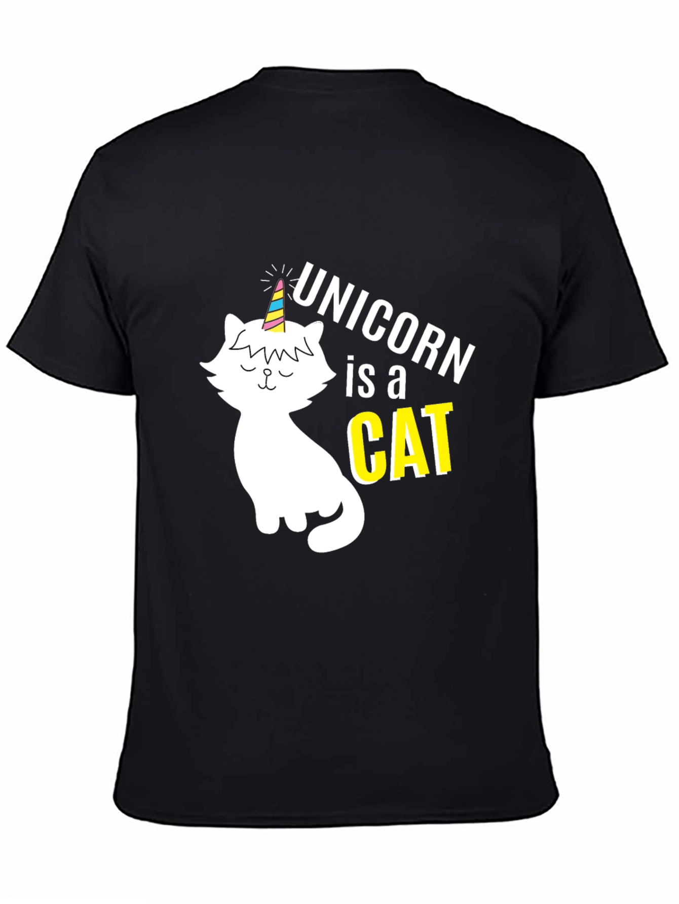 Black Unicorn Cat Graphic T-Shirt - Men's Black Tee view 4