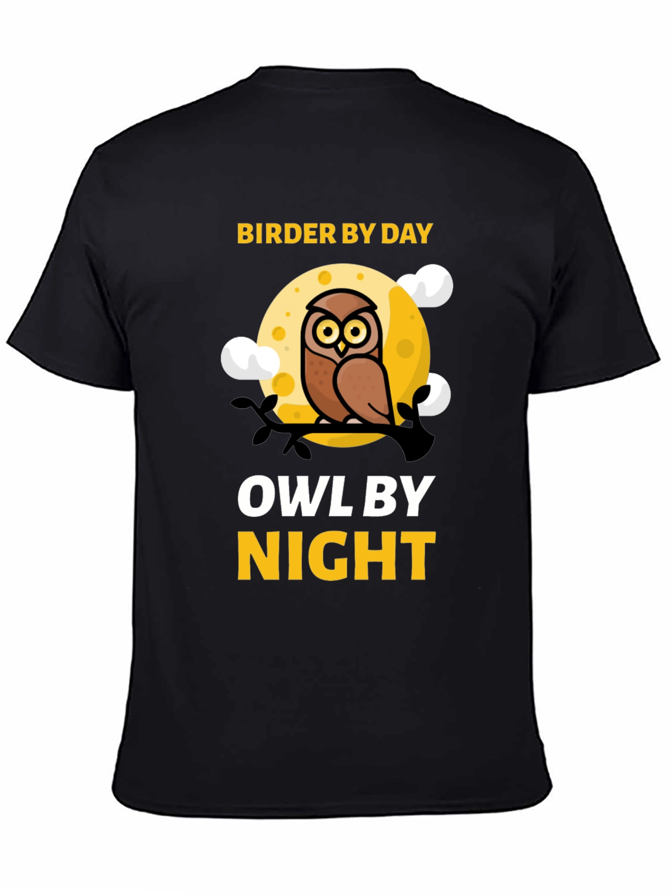Black Birder By Day Owl By Night Graphic Tee view 4