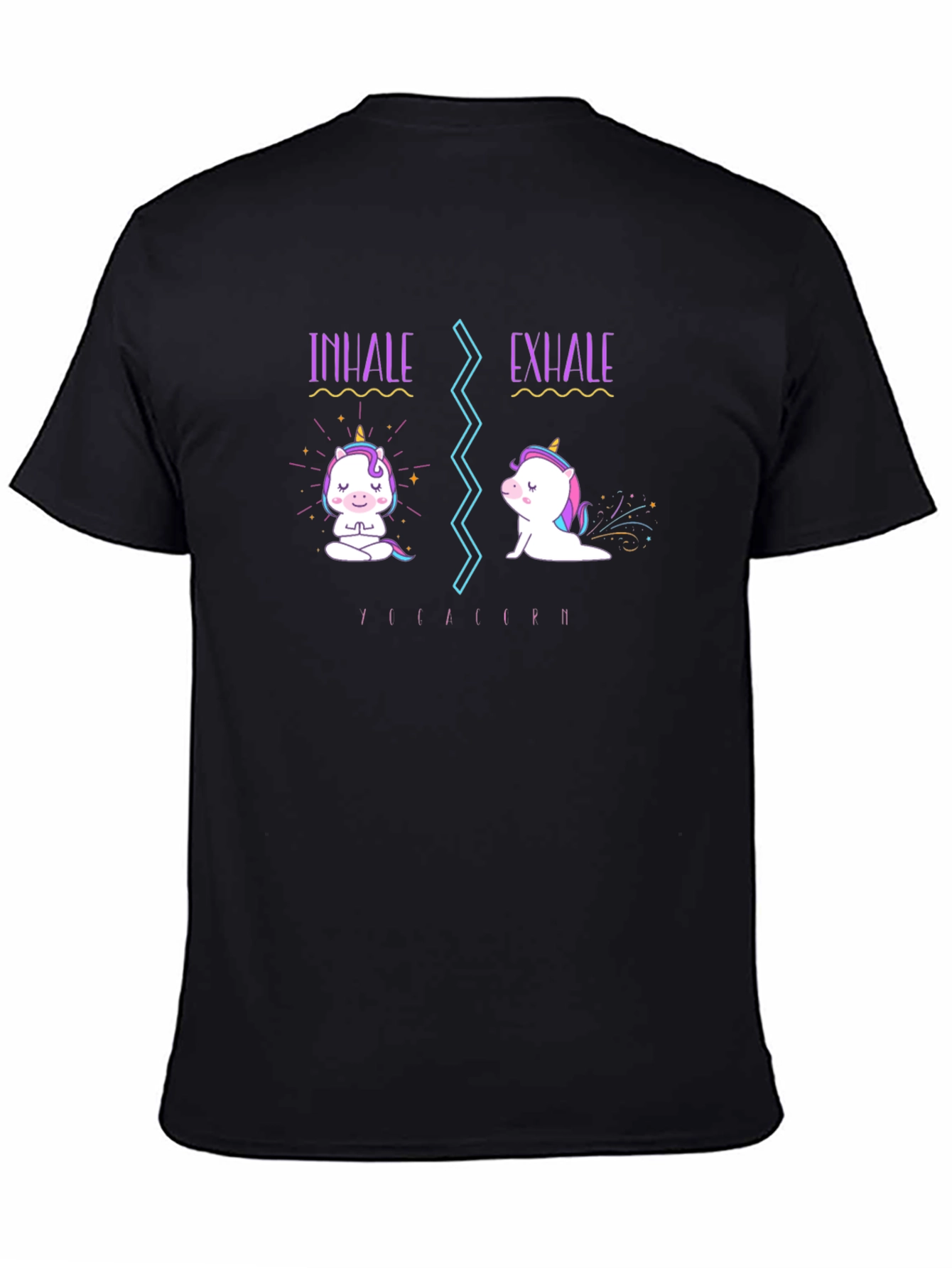 Black Inhale Exhale Unicorn Graphic Tee - Yoga Meditation Shirt view 4
