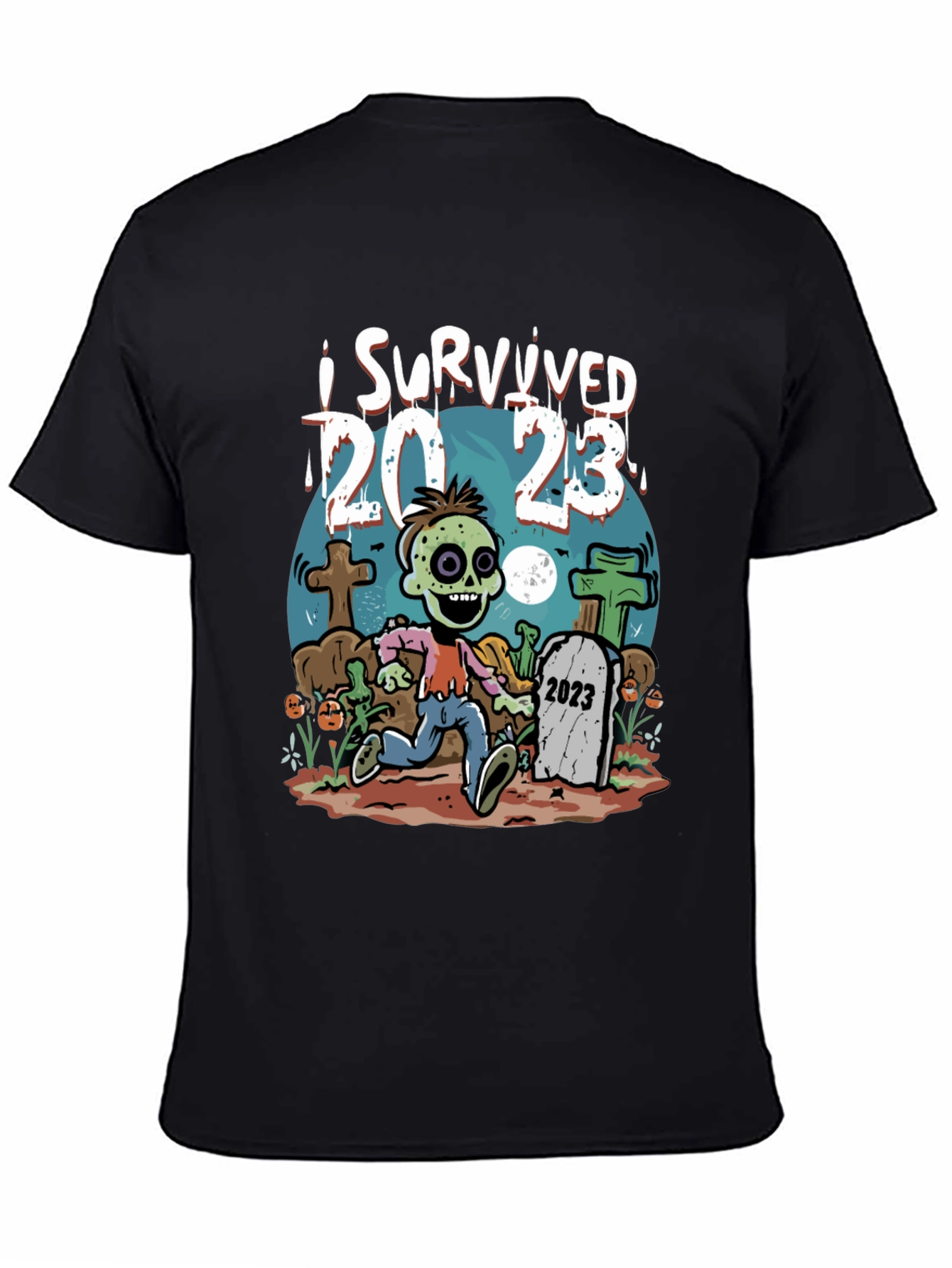 Black I Survived 2023 Zombie T-Shirt view 4