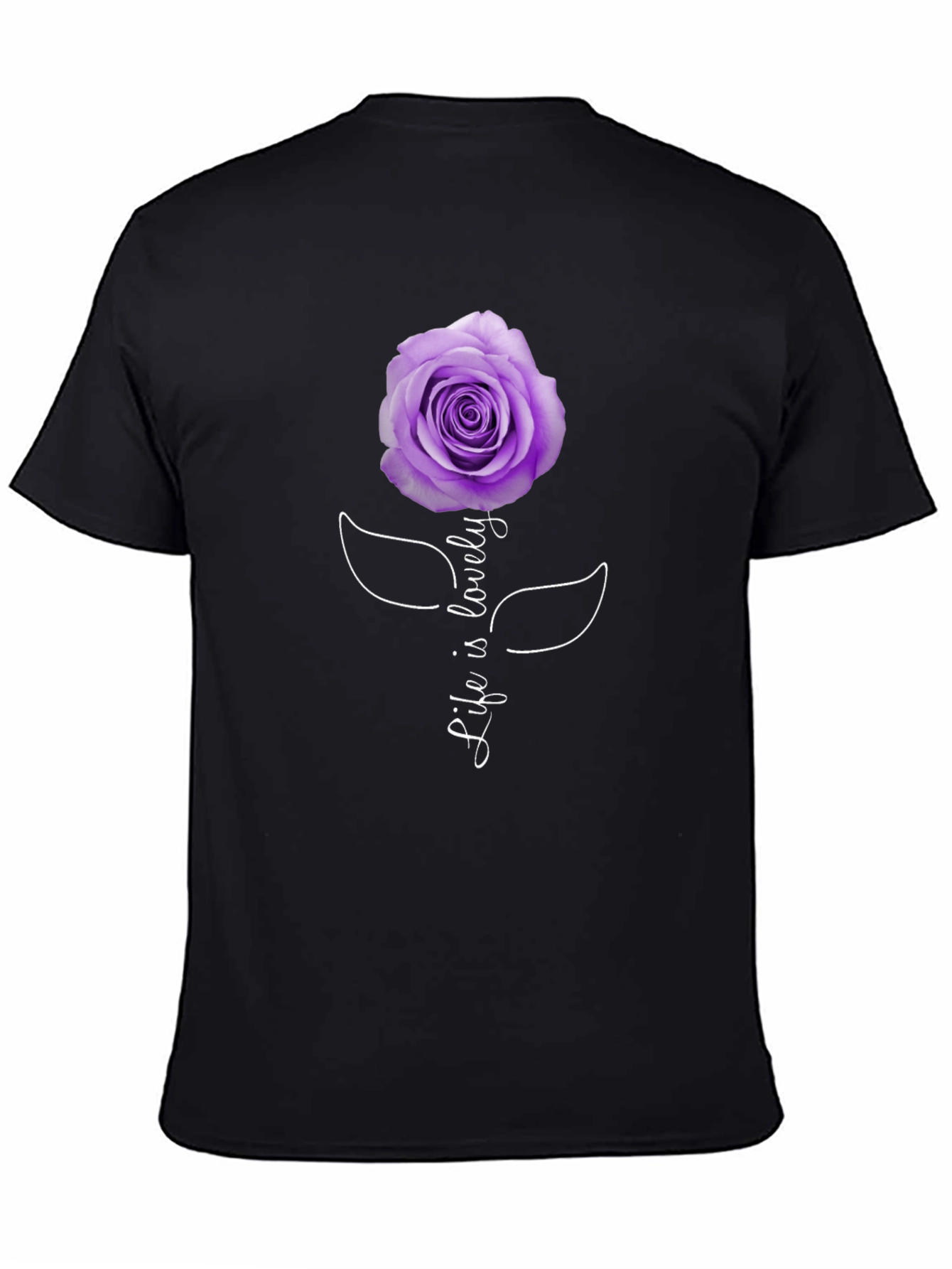 Black Life is Lovely Rose Graphic Tee - Black view 4