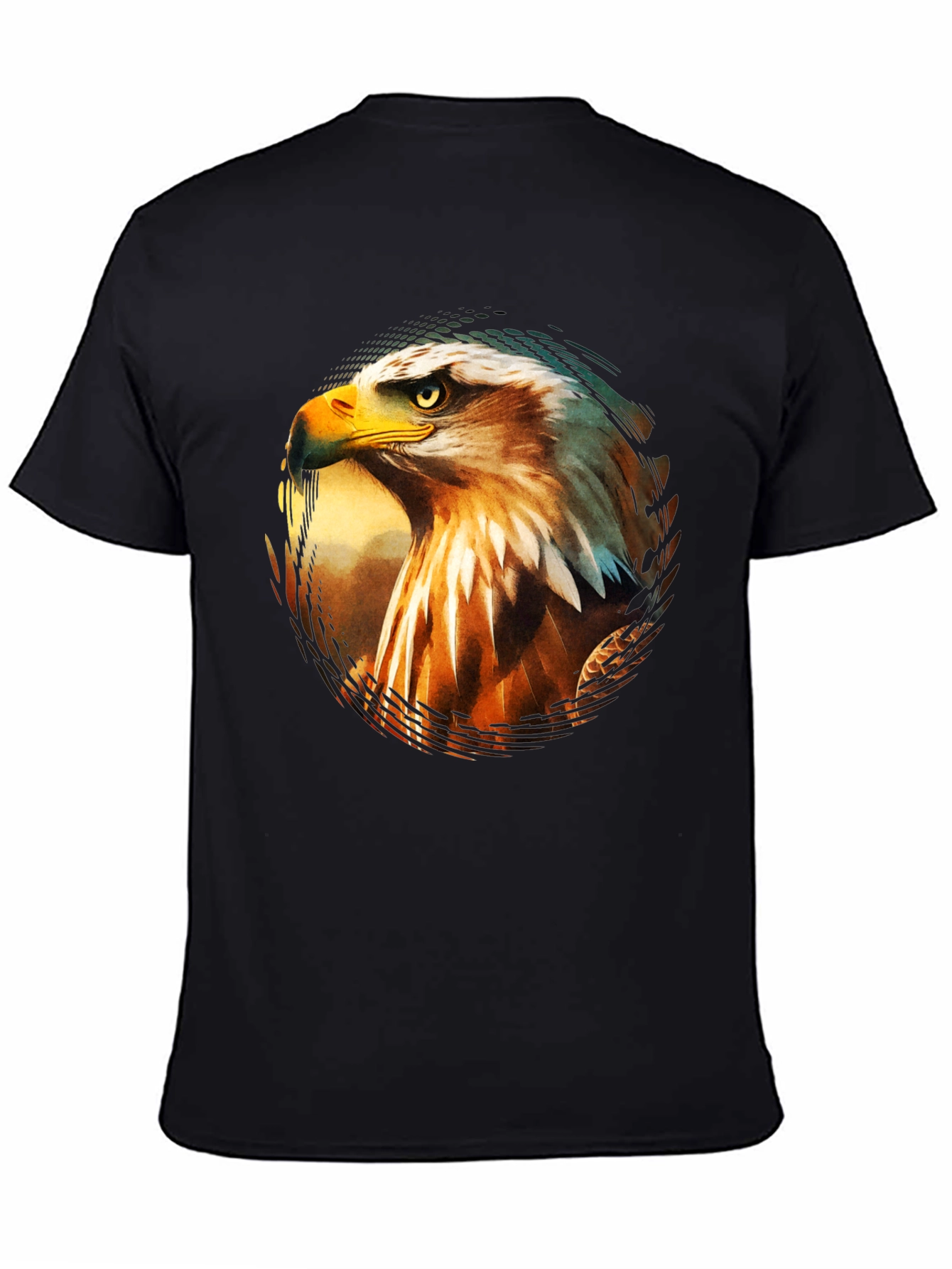 Black Bold Eagle Graphic Print Black T-Shirt view 4