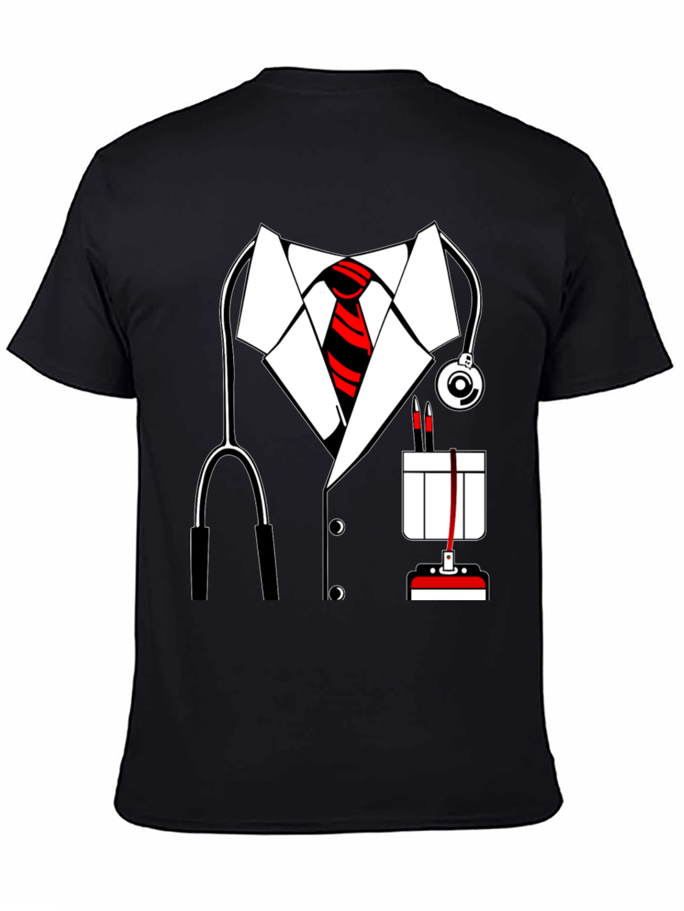 Black Doctor Costume T-Shirt - Funny Medical Dress Up view 4