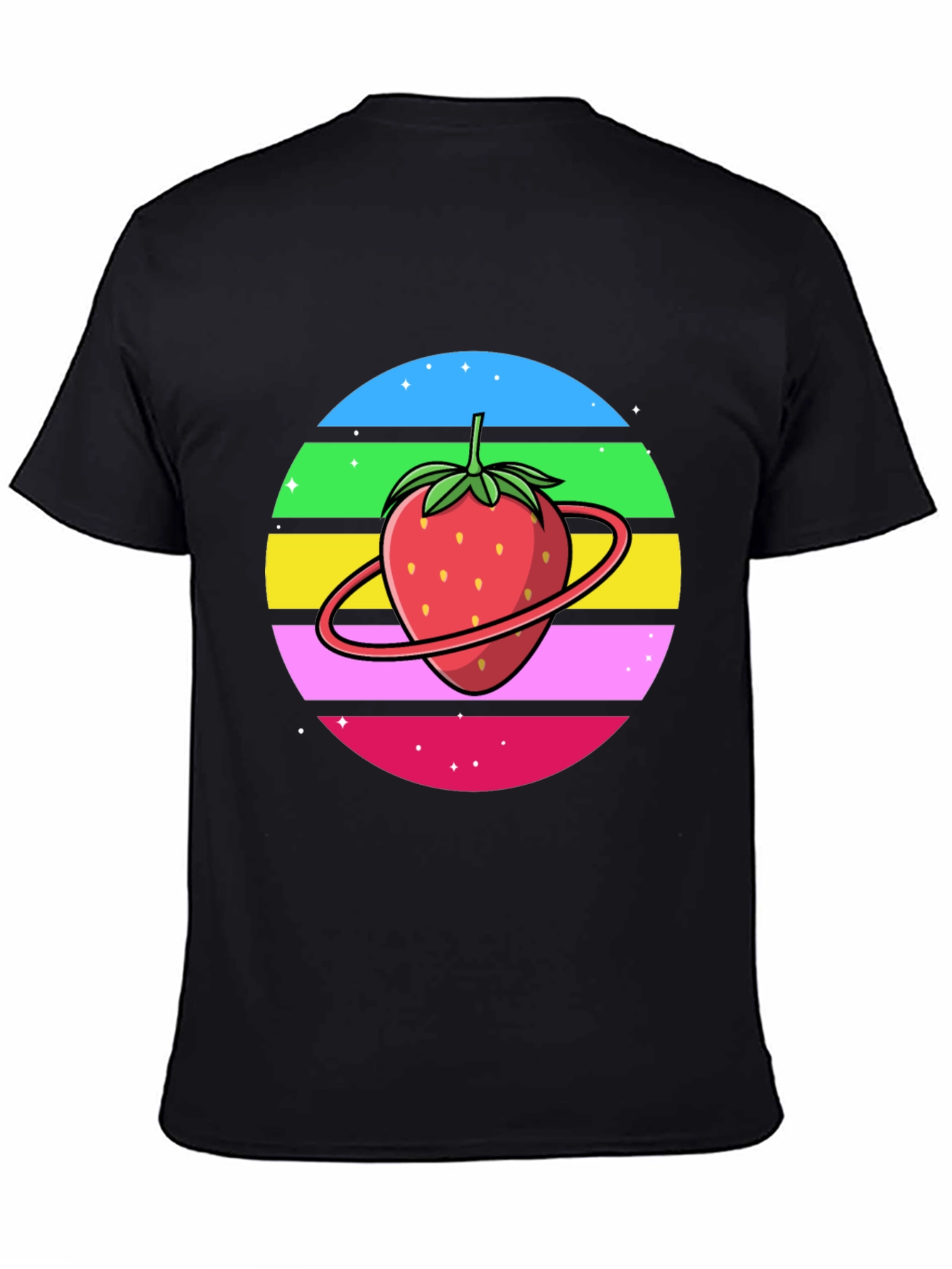 Black Strawberry Planet Graphic Tee - Black Cotton Blend view 4